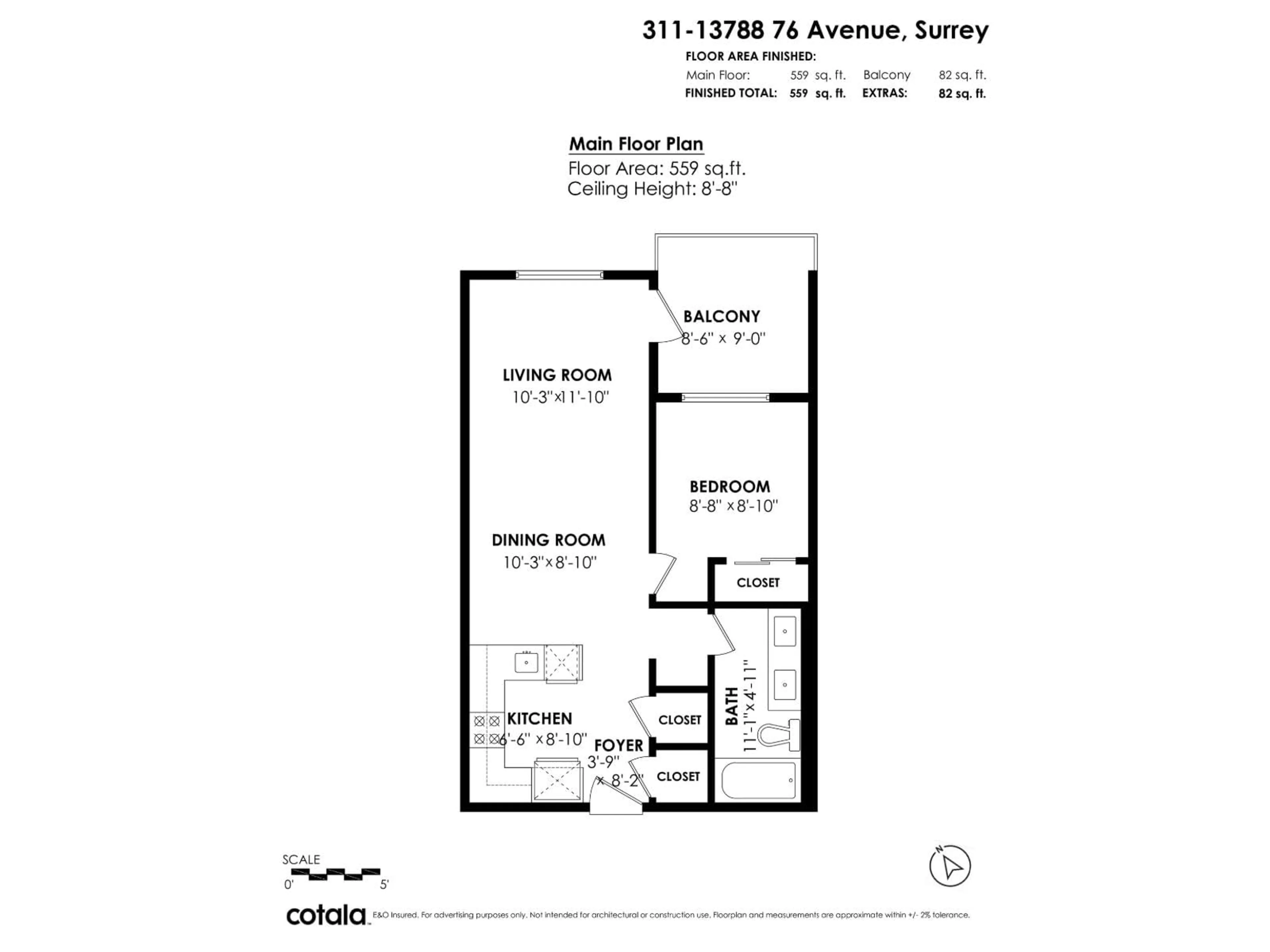 Floor plan for 311 - 13788 76 AVENUE, Surrey British Columbia V3W3V9