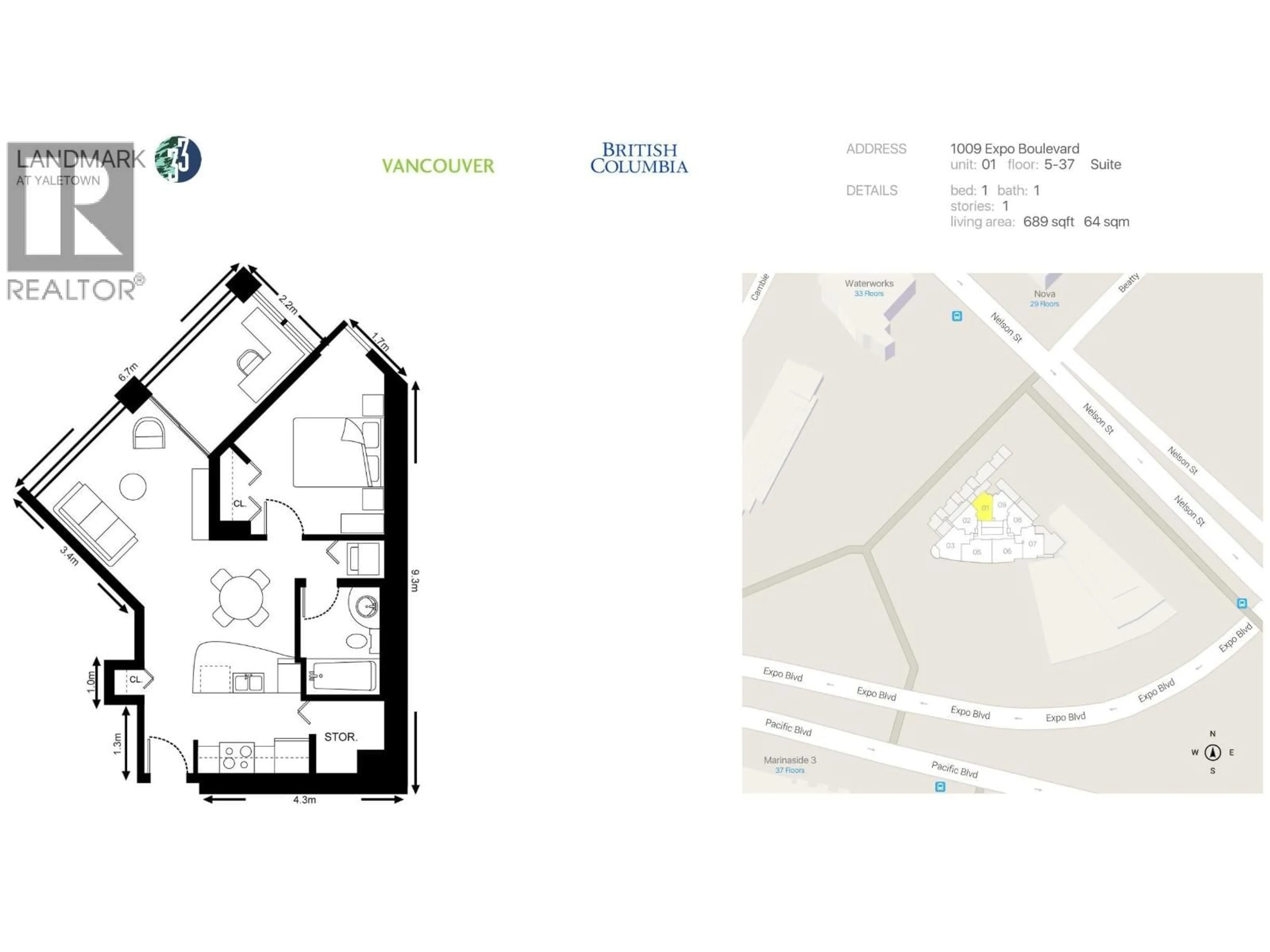Floor plan for 3101 - 1009 EXPO BOULEVARD, Vancouver British Columbia V6Z2V9