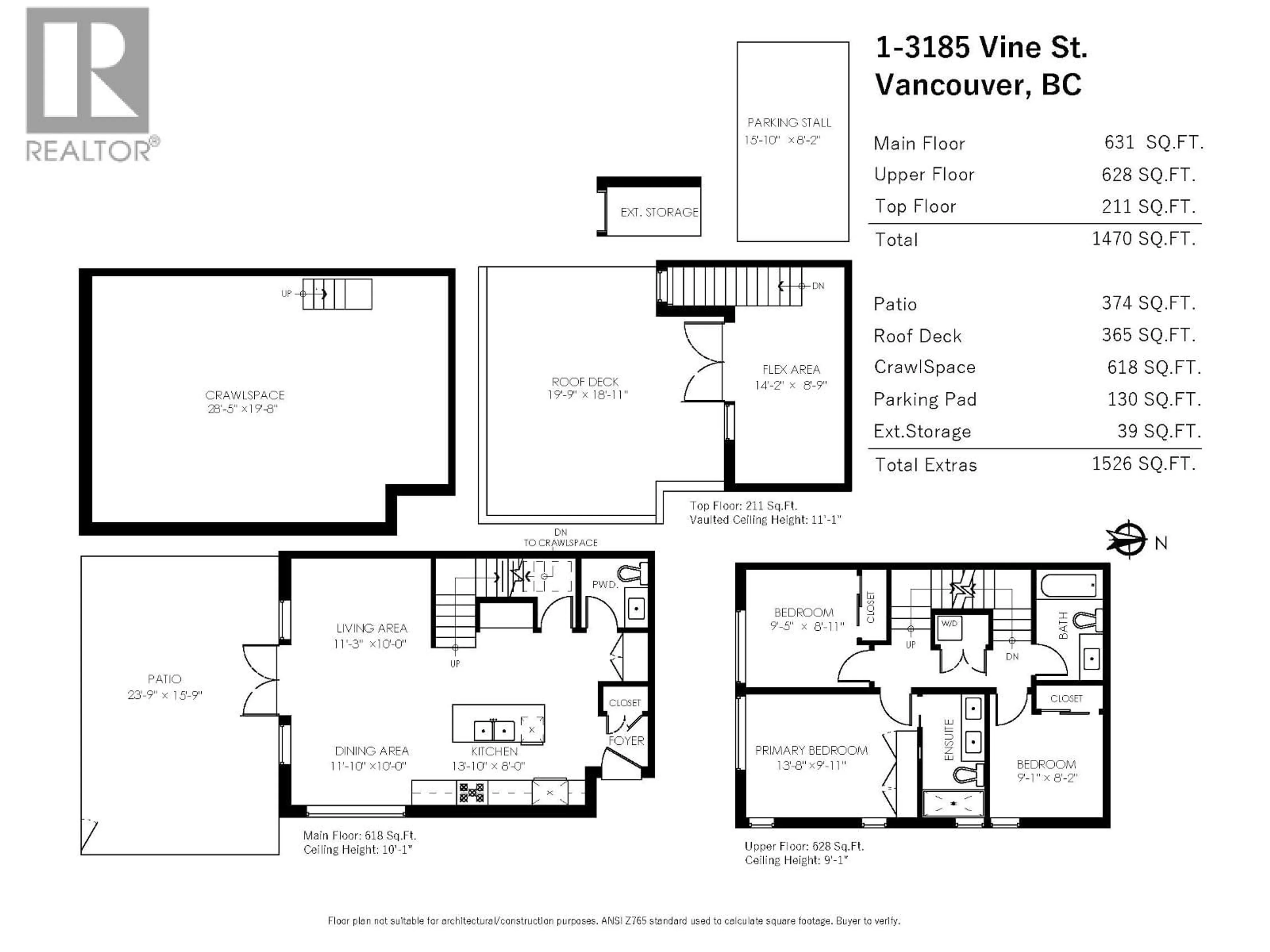 Floor plan for 1 - 3185 VINE STREET, Vancouver British Columbia V6K3B5