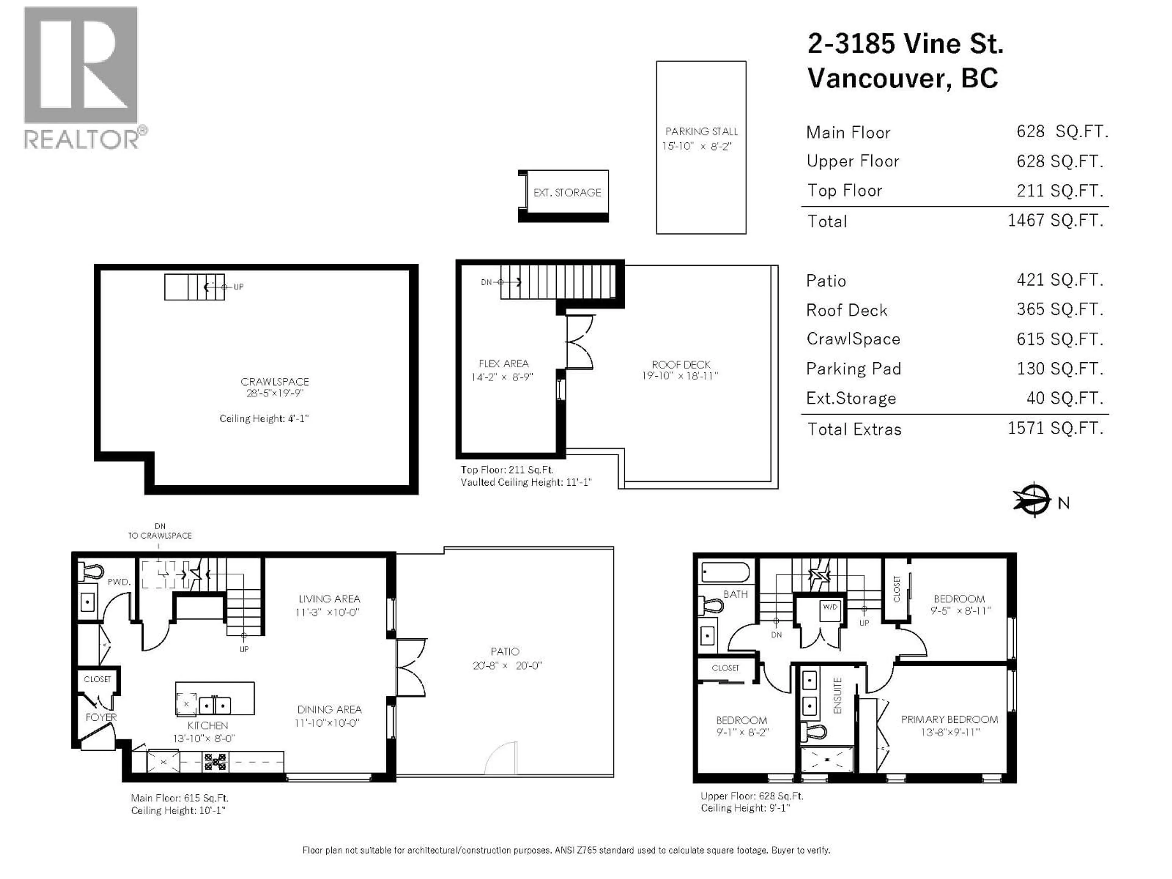 Floor plan for 2 - 3185 VINE STREET, Vancouver British Columbia V6K3B5