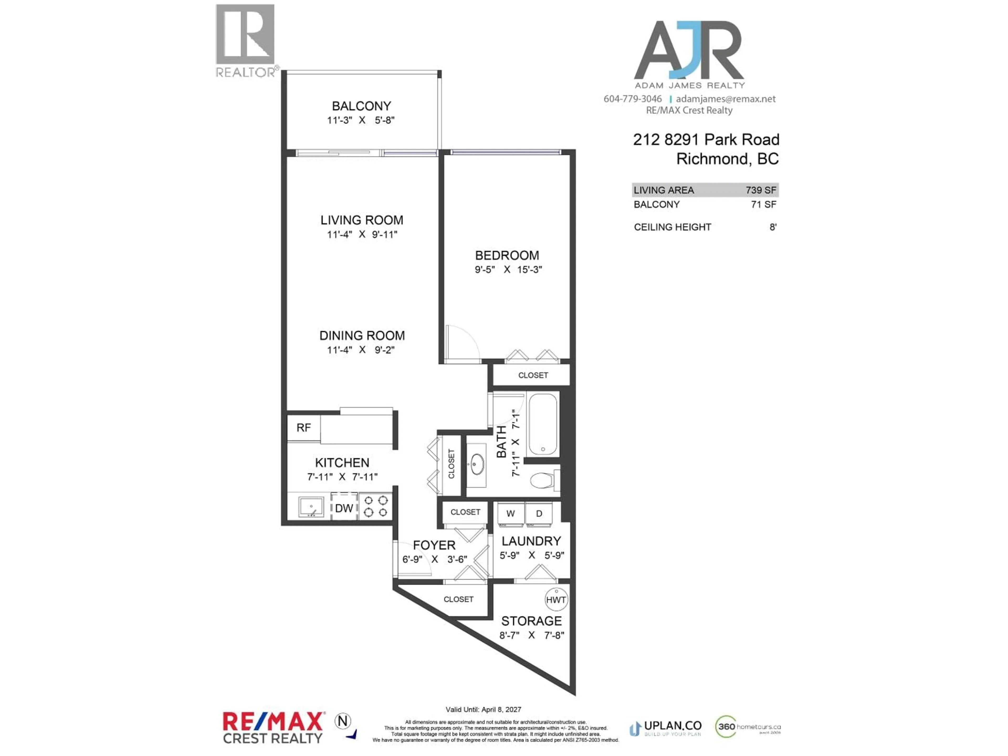 Floor plan for 212 - 8291 PARK ROAD, Richmond British Columbia V6Y1T3