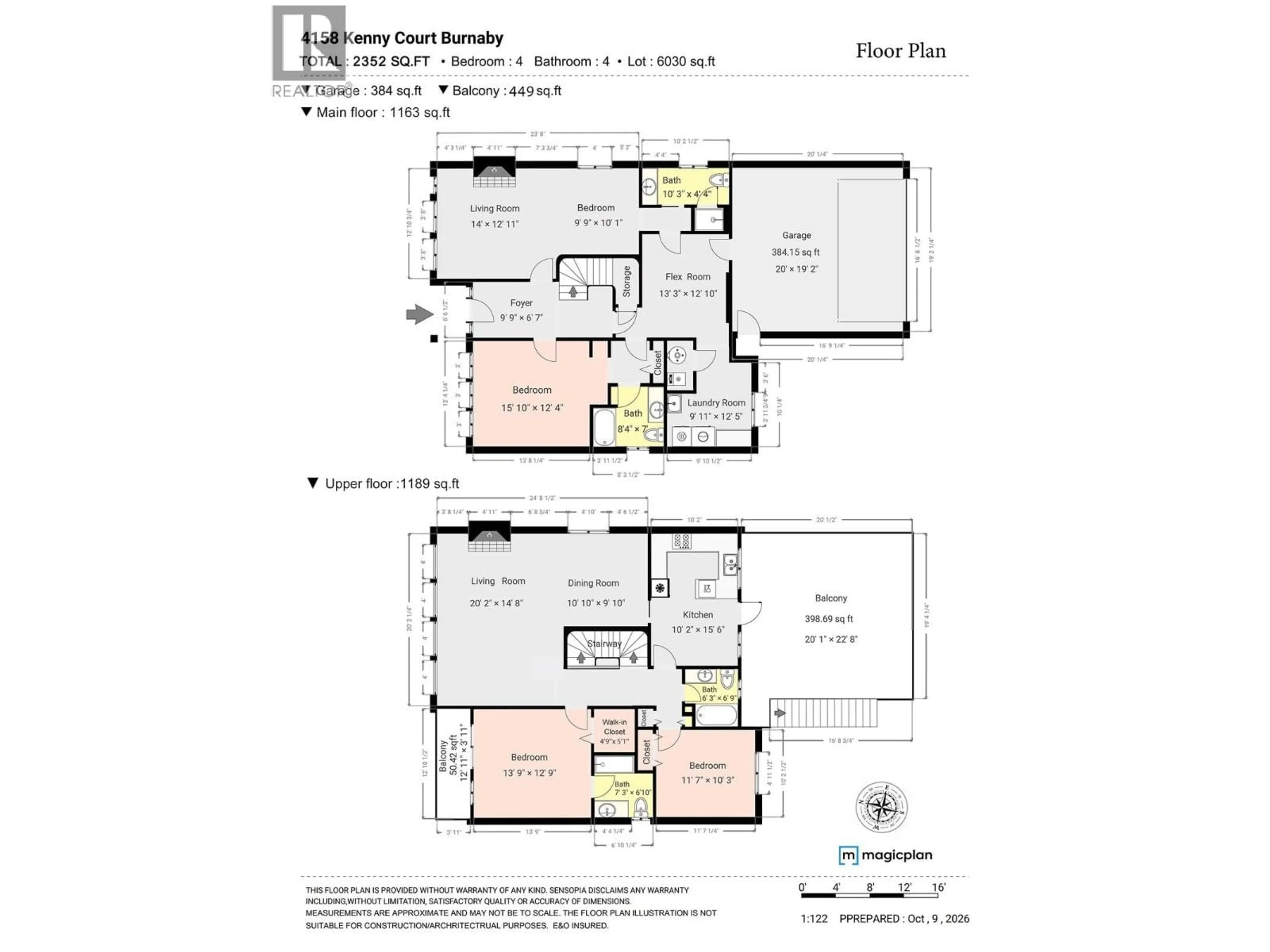 Floor plan for 4158 KENNY COURT, Burnaby British Columbia V5J1L3