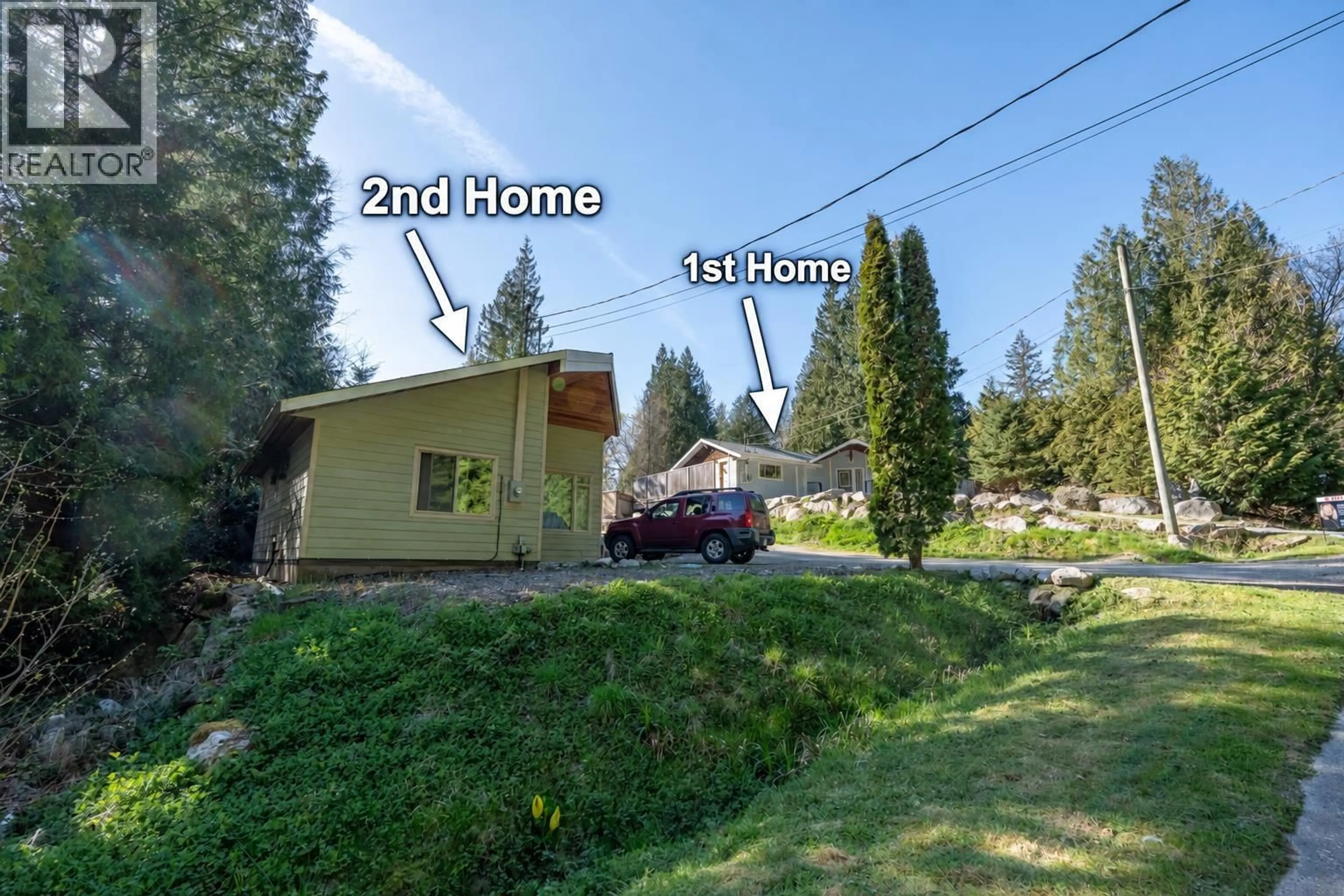 A pic from outside/outdoor area/front of a property/back of a property/a pic from drone, street for 1565 B JACK ROAD, Sechelt British Columbia V7Z0A1