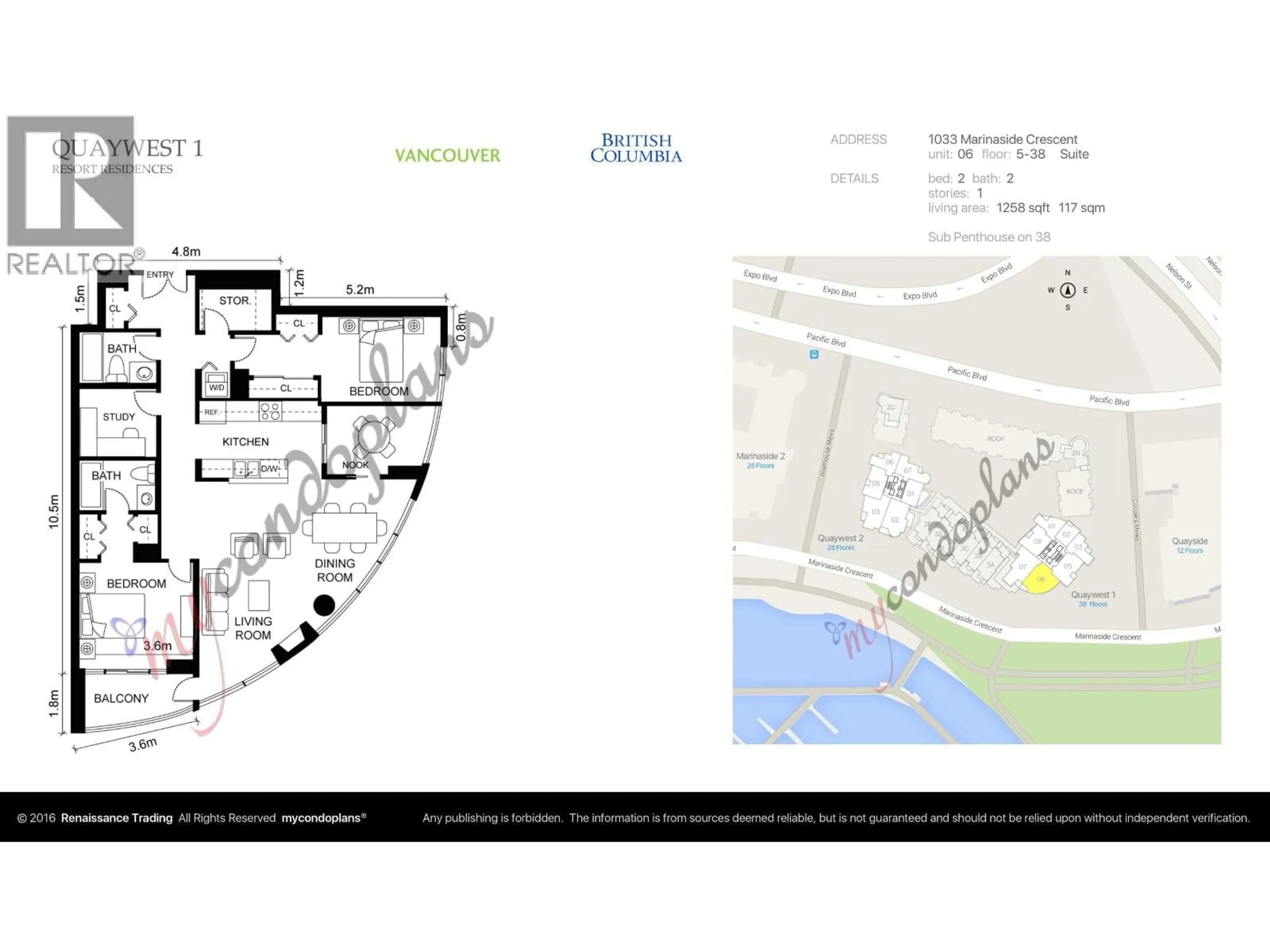 Floor plan for 2306 - 1033 MARINASIDE CRESCENT, Vancouver British Columbia V6Z3A3