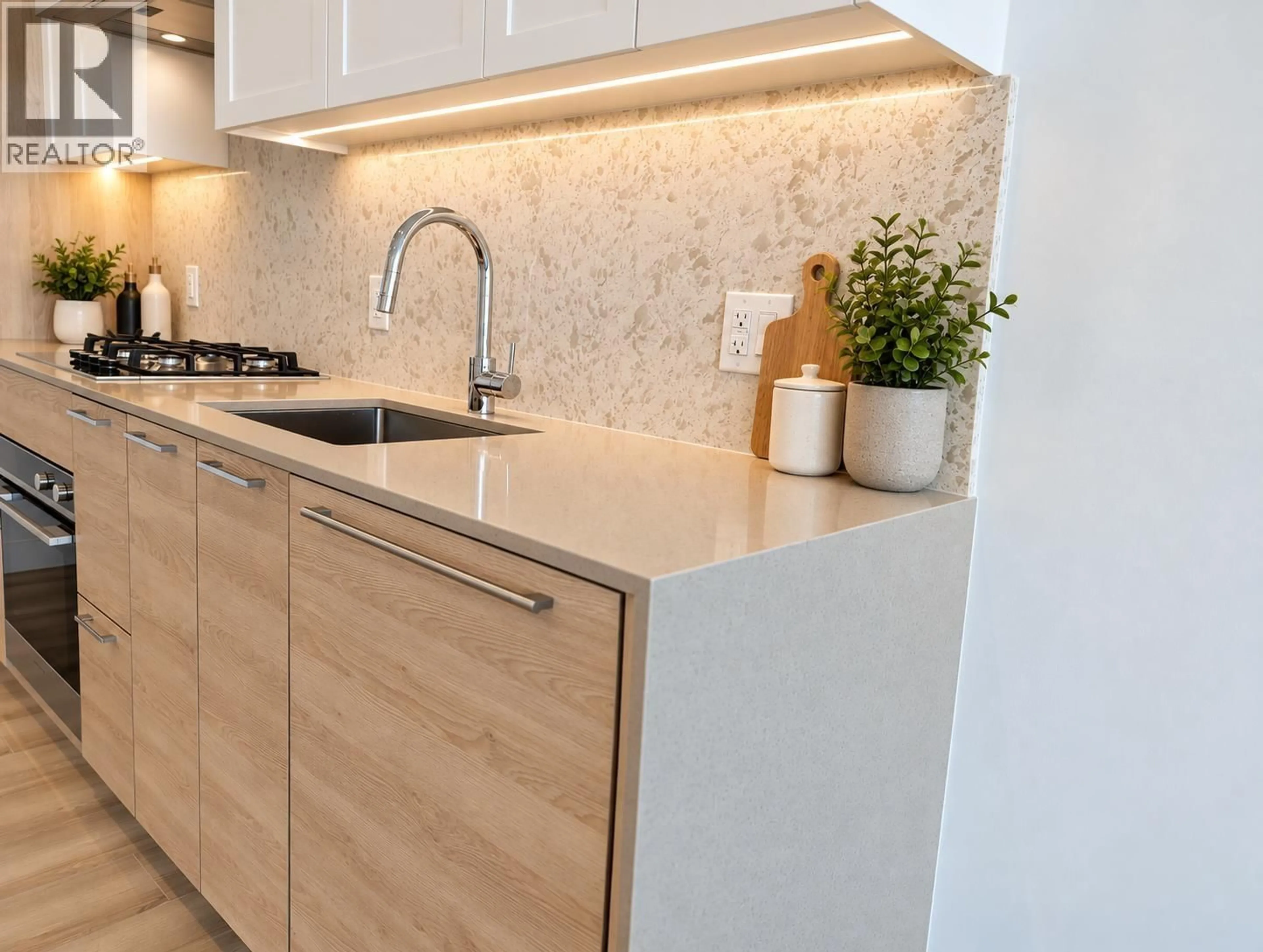 Contemporary kitchen, ceramic/tile floor for 505 - 2381 BETA AVENUE, Burnaby British Columbia V5C0P7