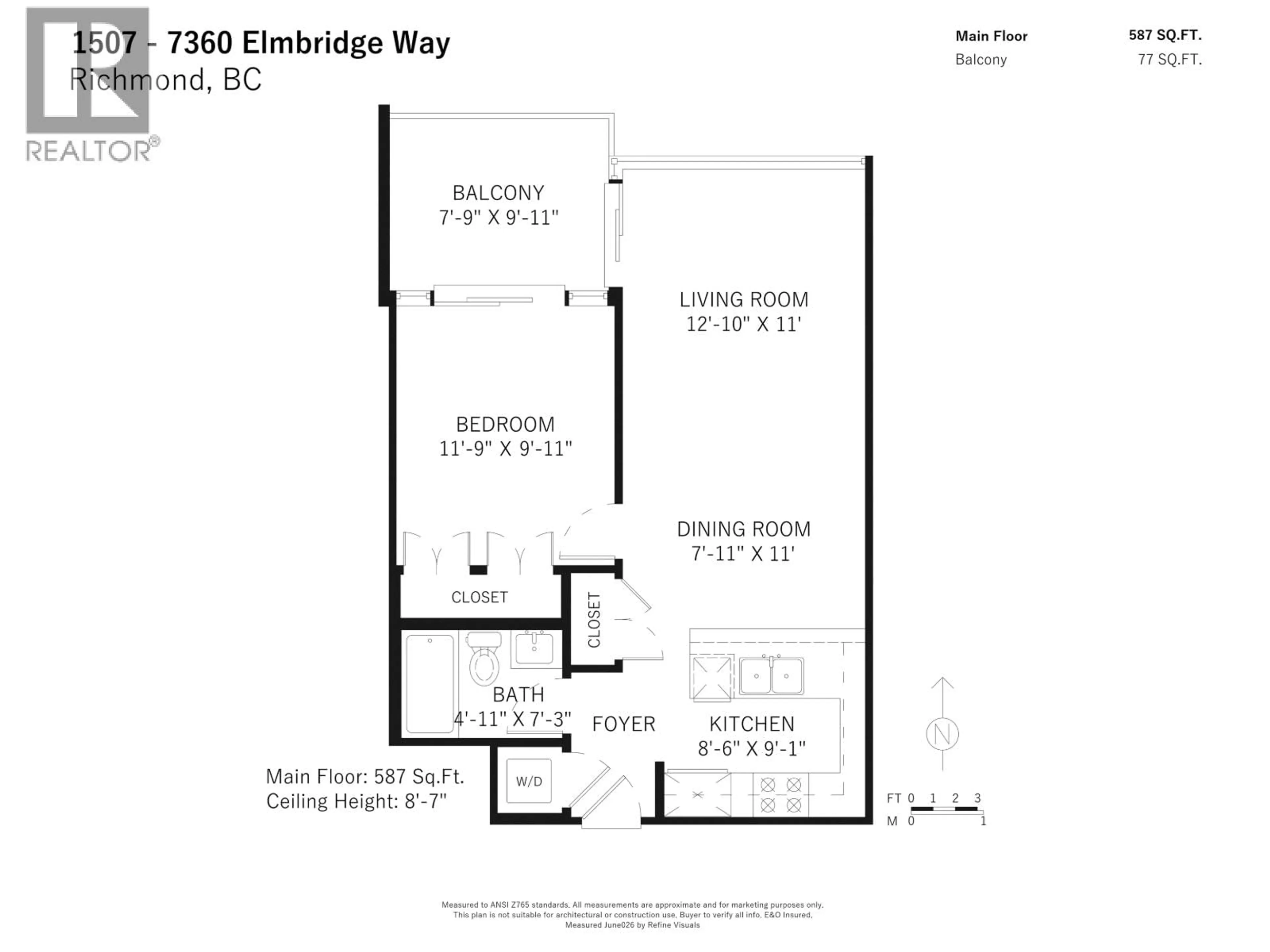 Floor plan for 1507 - 7360 ELMBRIDGE WAY, Richmond British Columbia V6X0A5