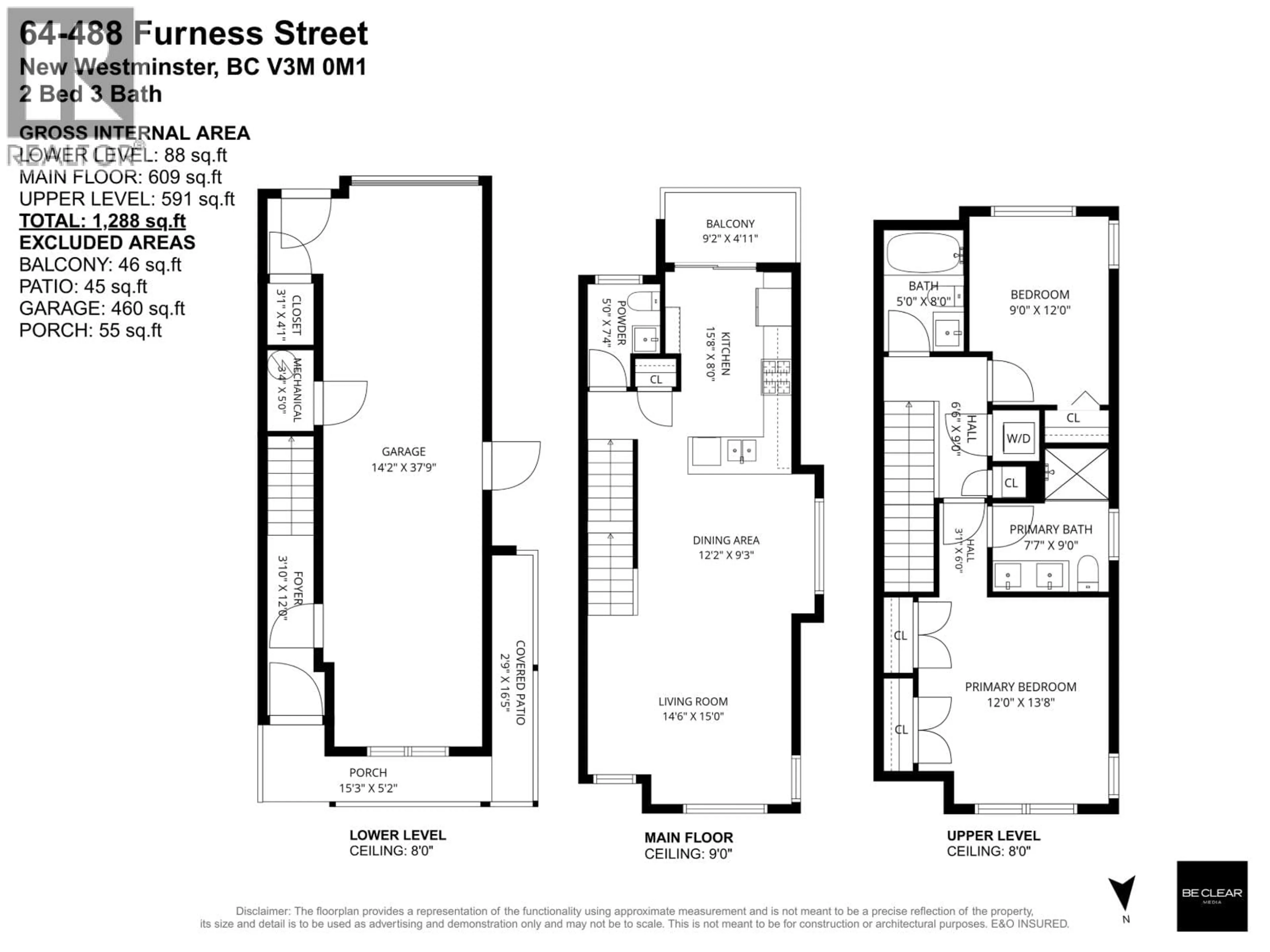 Floor plan for 64 - 488 FURNESS STREET, New Westminster British Columbia V3M0M1
