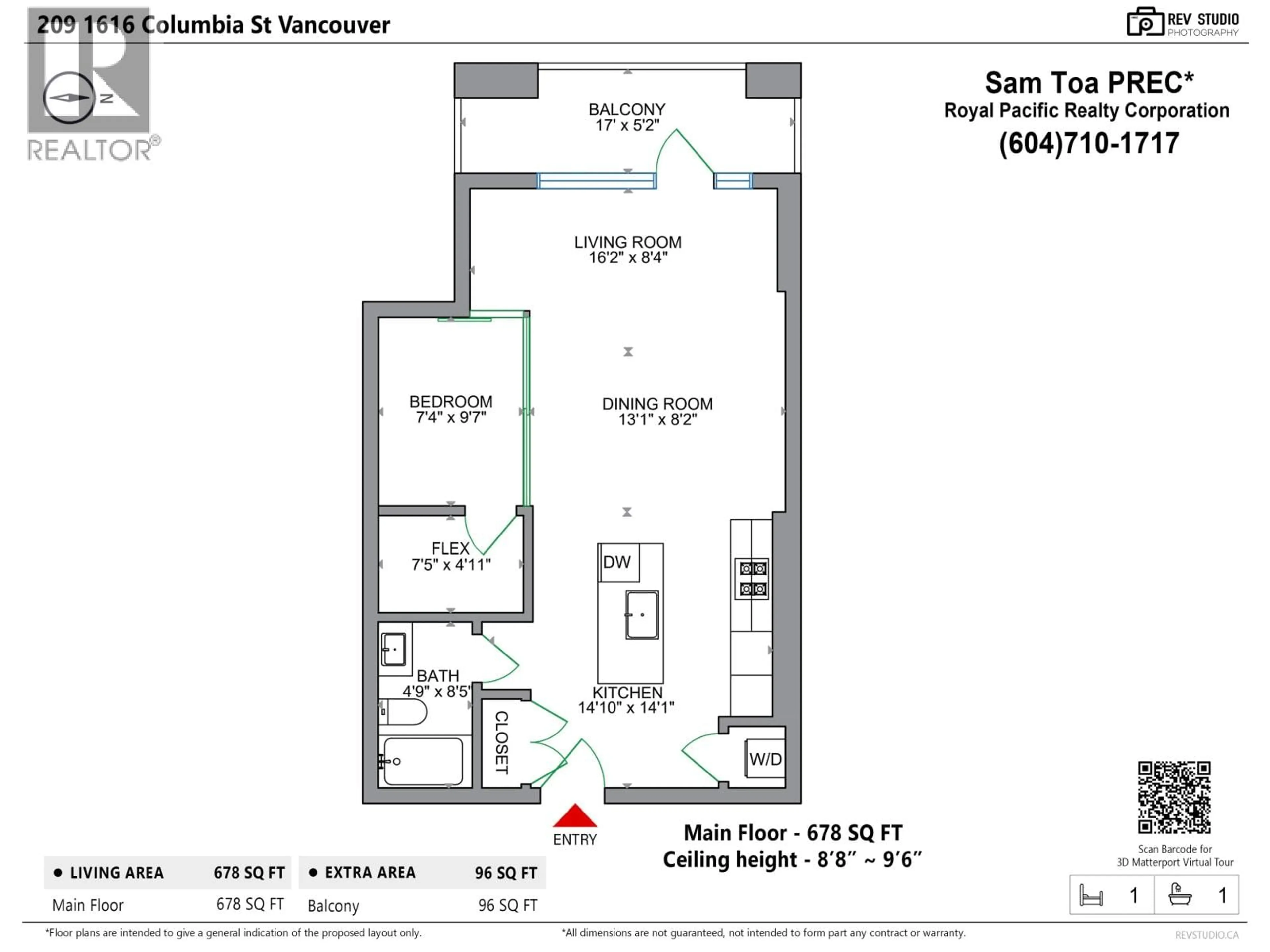 Floor plan for 209 - 1616 COLUMBIA STREET, Vancouver British Columbia V5Y0B7