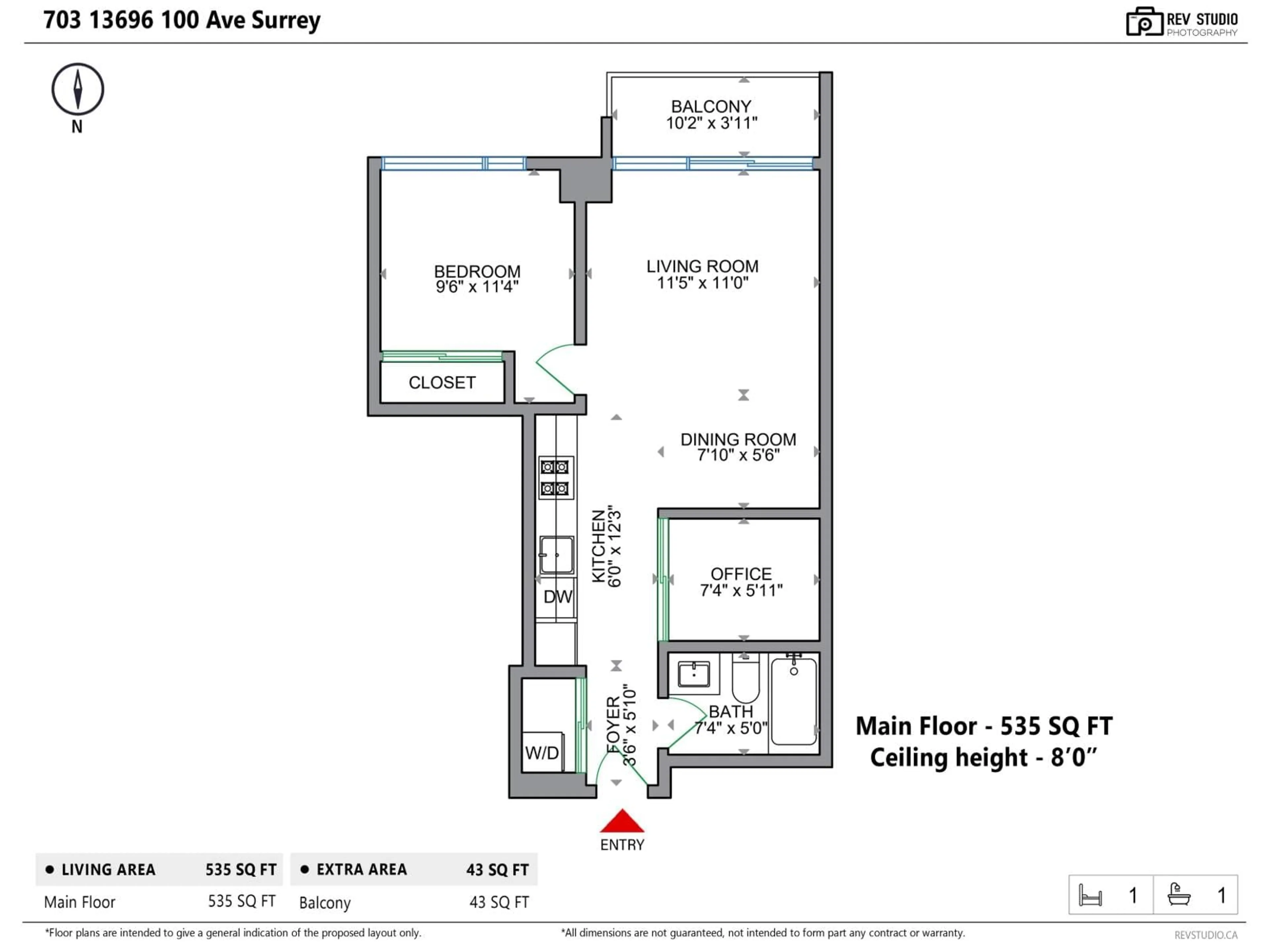 Floor plan for 703 - 13696 100 AVENUE, Surrey British Columbia V3T0L5