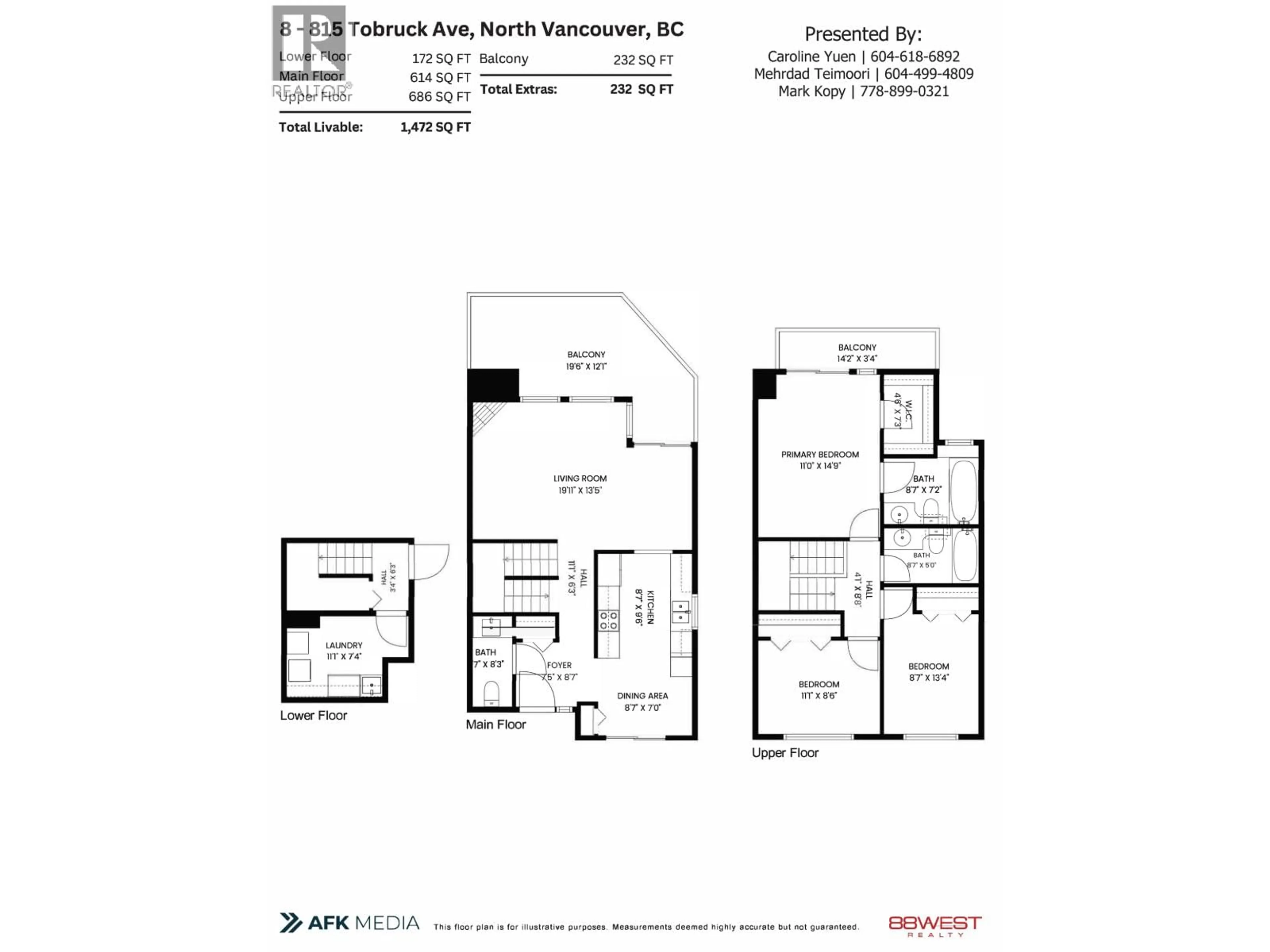 Floor plan for 8 - 815 TOBRUCK AVENUE, North Vancouver British Columbia V7P1V9