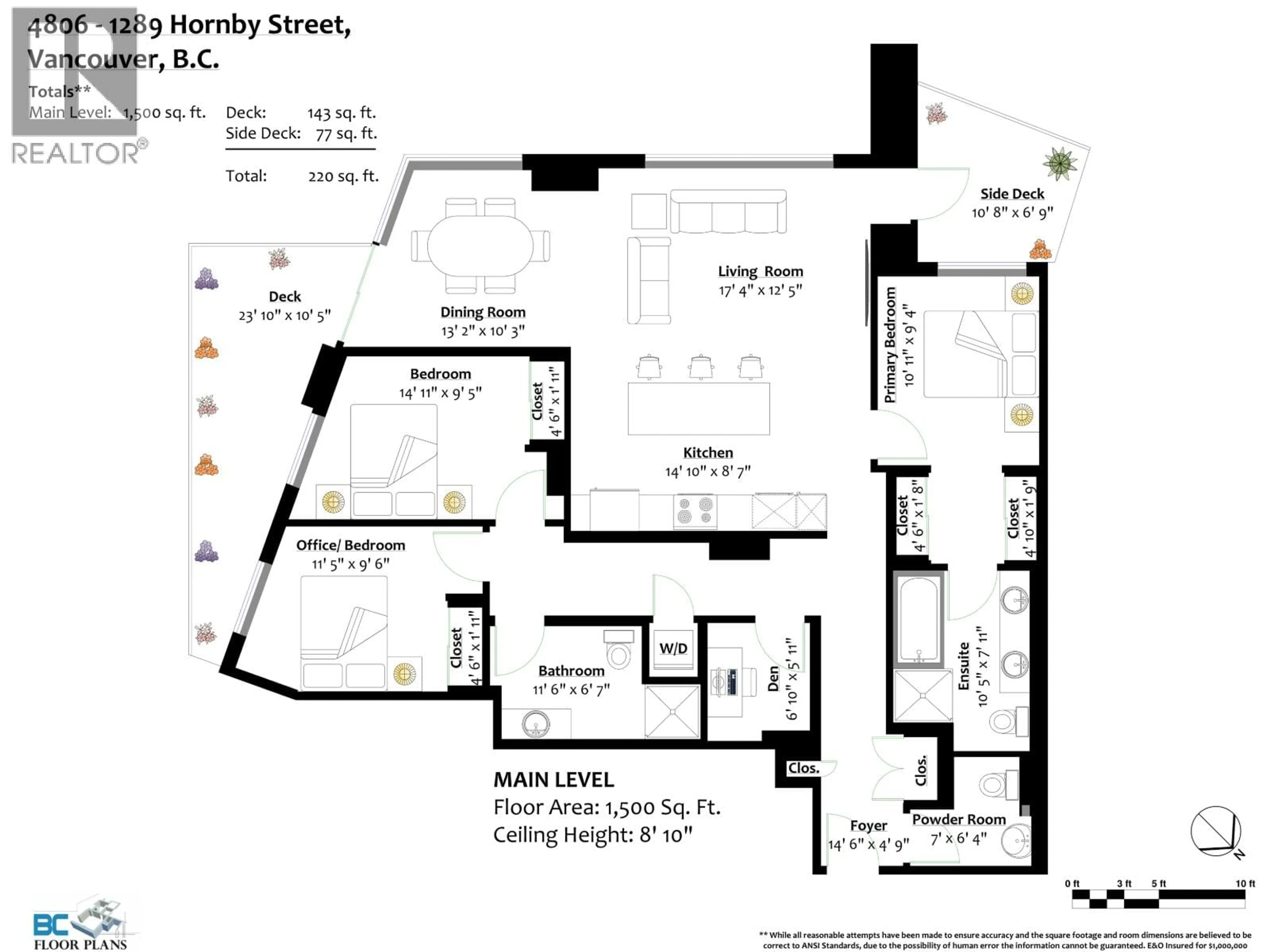 Floor plan for 4806 - 1289 HORNBY STREET, Vancouver British Columbia V6Z0G7