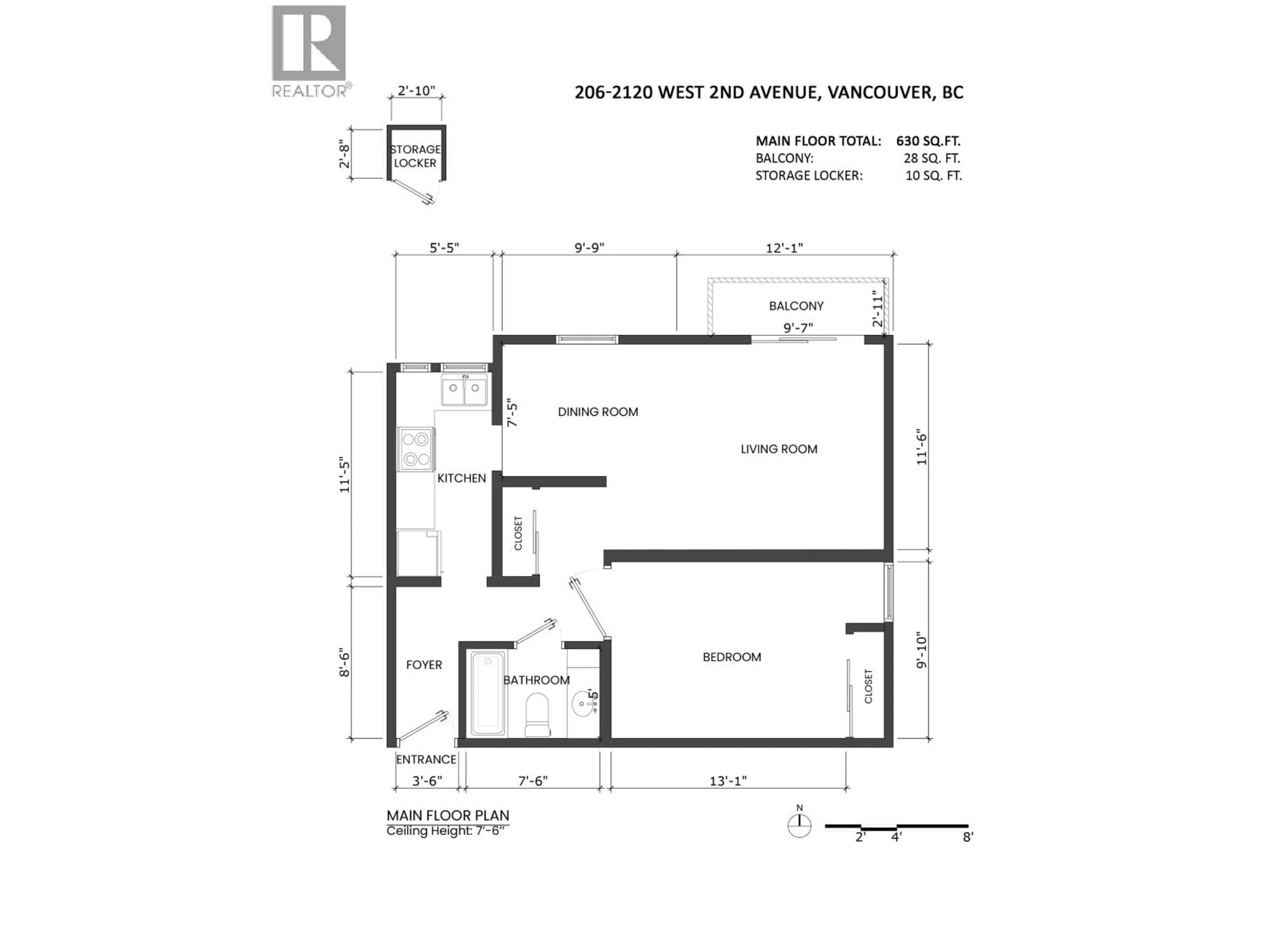 Floor plan for 206 - 2120 2ND AVENUE, Vancouver British Columbia V6K1H6