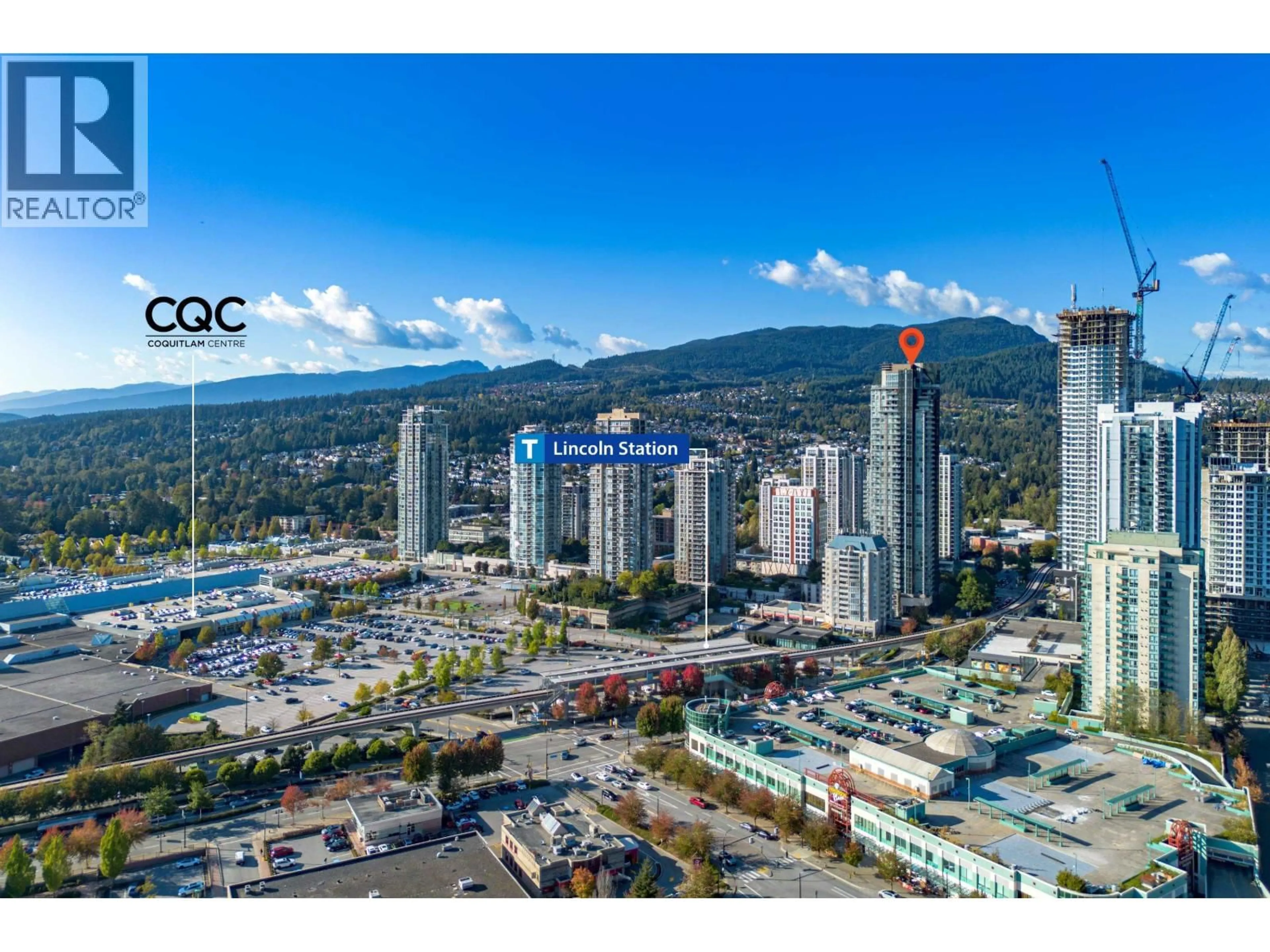 A pic from outside/outdoor area/front of a property/back of a property/a pic from drone, city buildings view from balcony for 2109 - 1188 PINETREE WAY, Coquitlam British Columbia V3B0K9