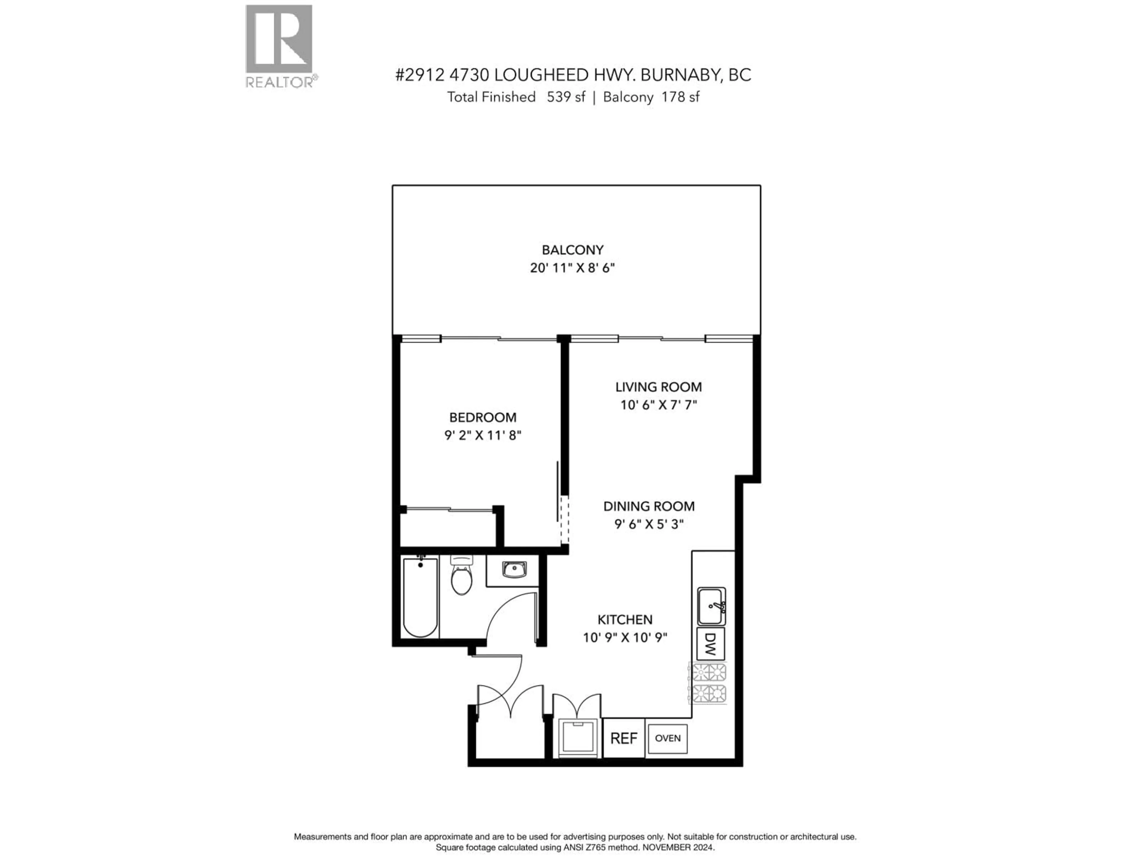 Floor plan for 2912 - 4730 LOUGHEED HIGHWAY, Burnaby British Columbia V5C0M9