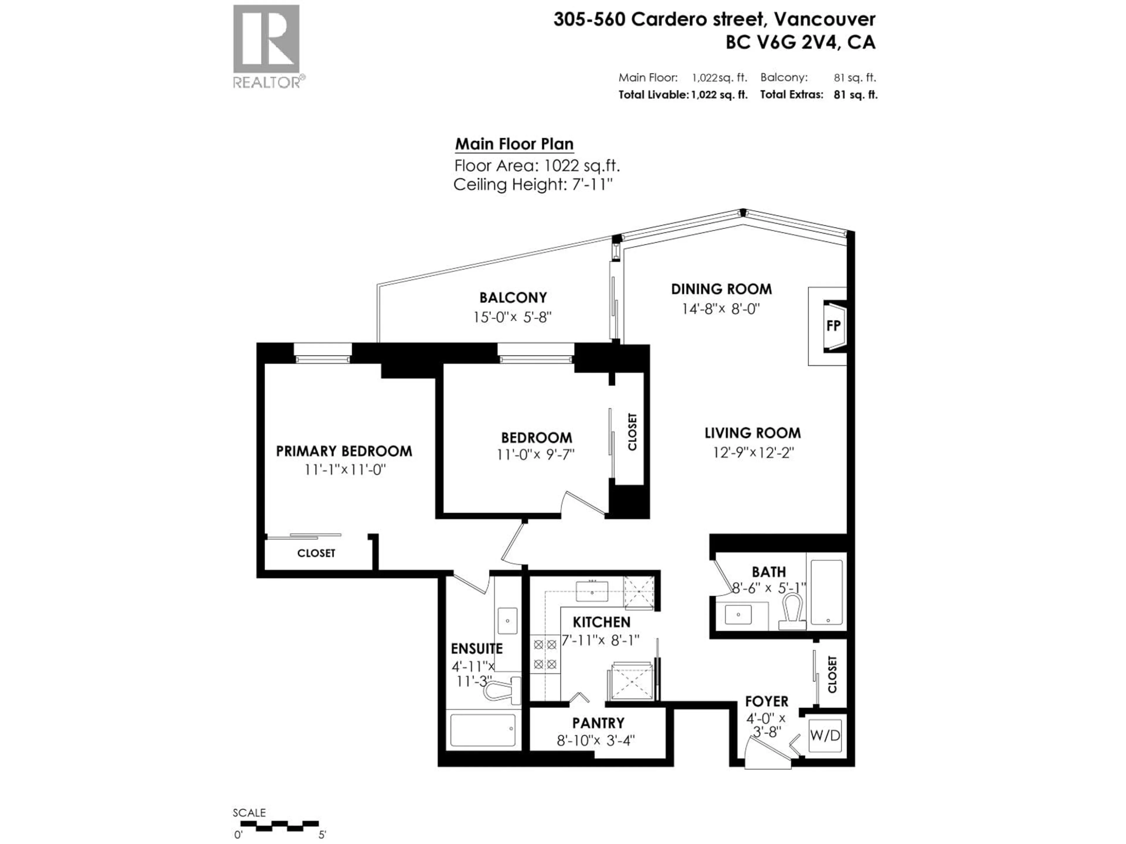 Floor plan for 305 - 560 CARDERO STREET, Vancouver British Columbia V6G3E9