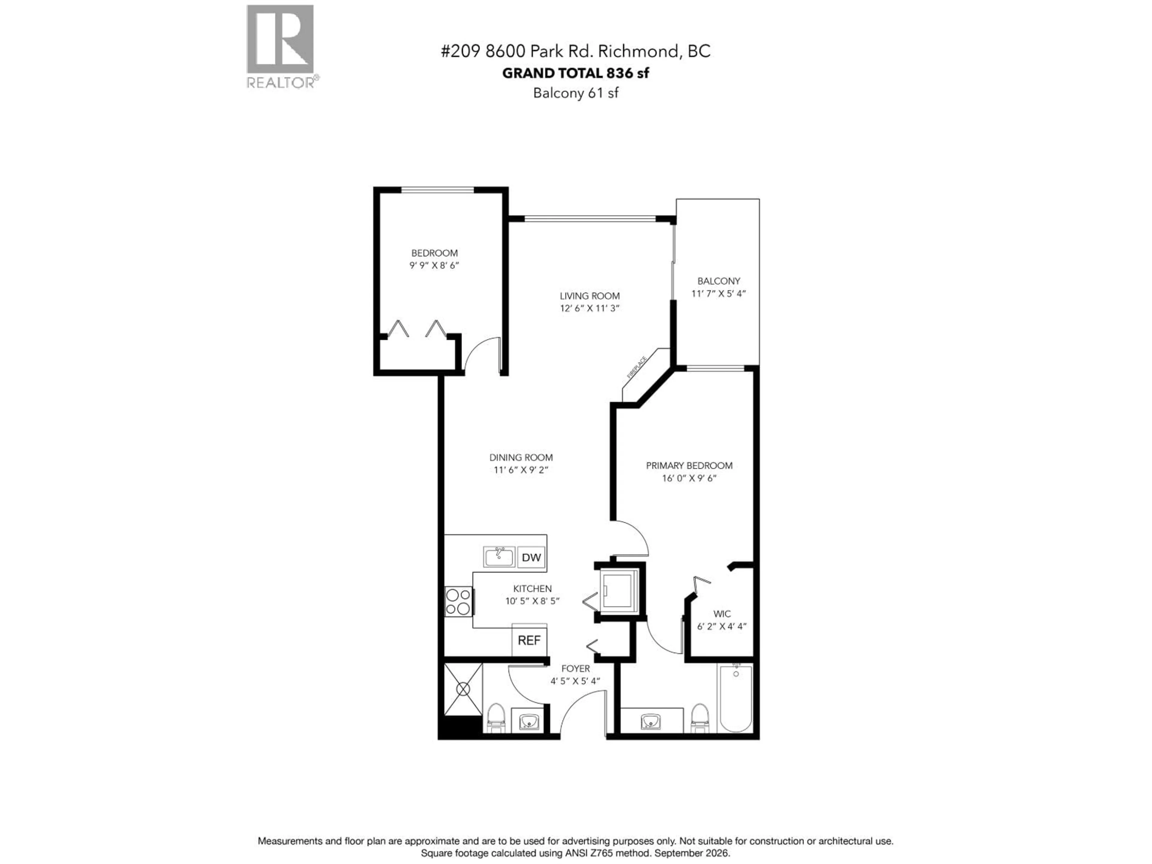 Floor plan for 209 - 8600 PARK ROAD, Richmond British Columbia V6Y0C3
