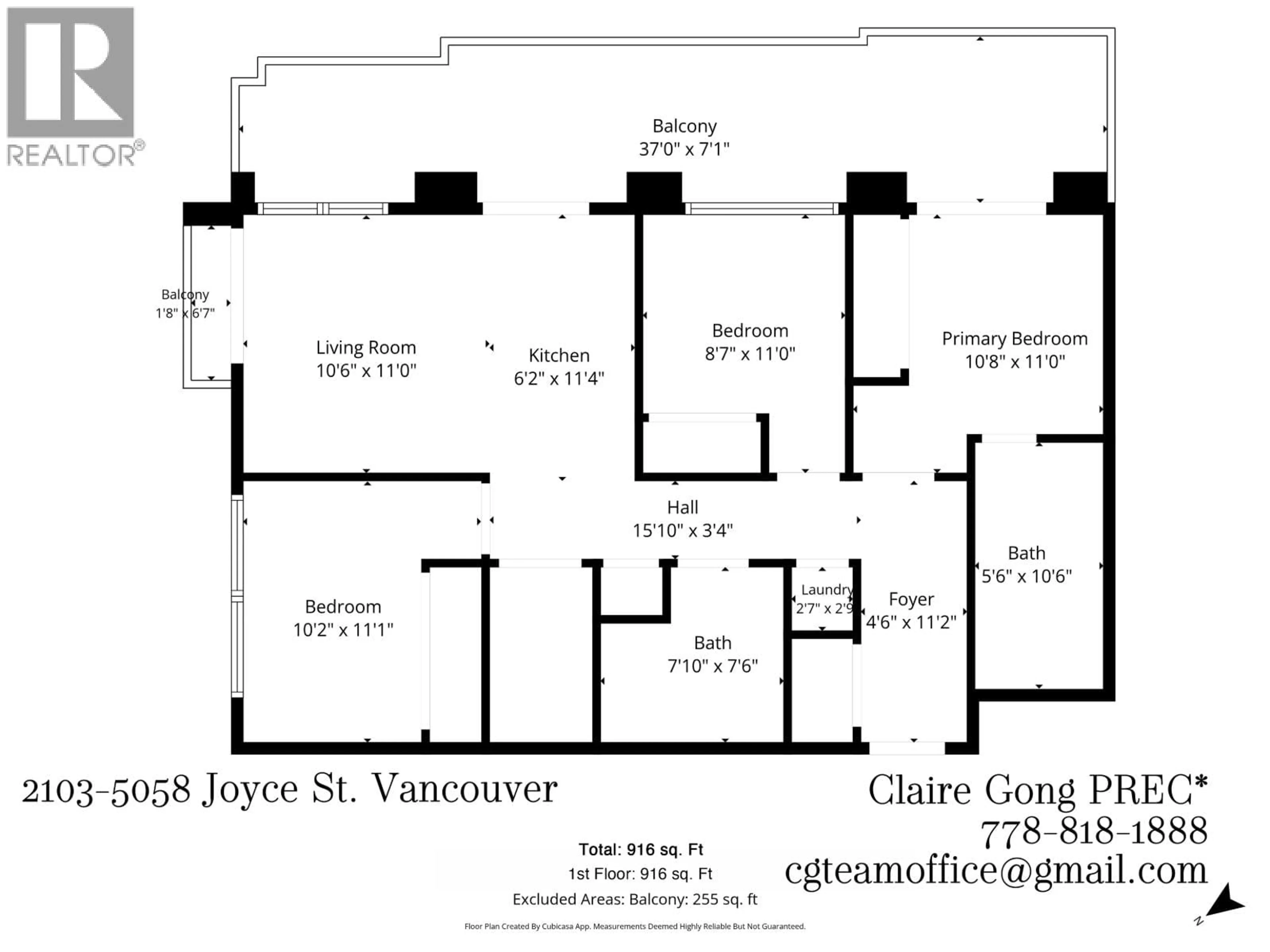 Floor plan for 2103 - 5058 JOYCE STREET, Vancouver British Columbia V5R0J9