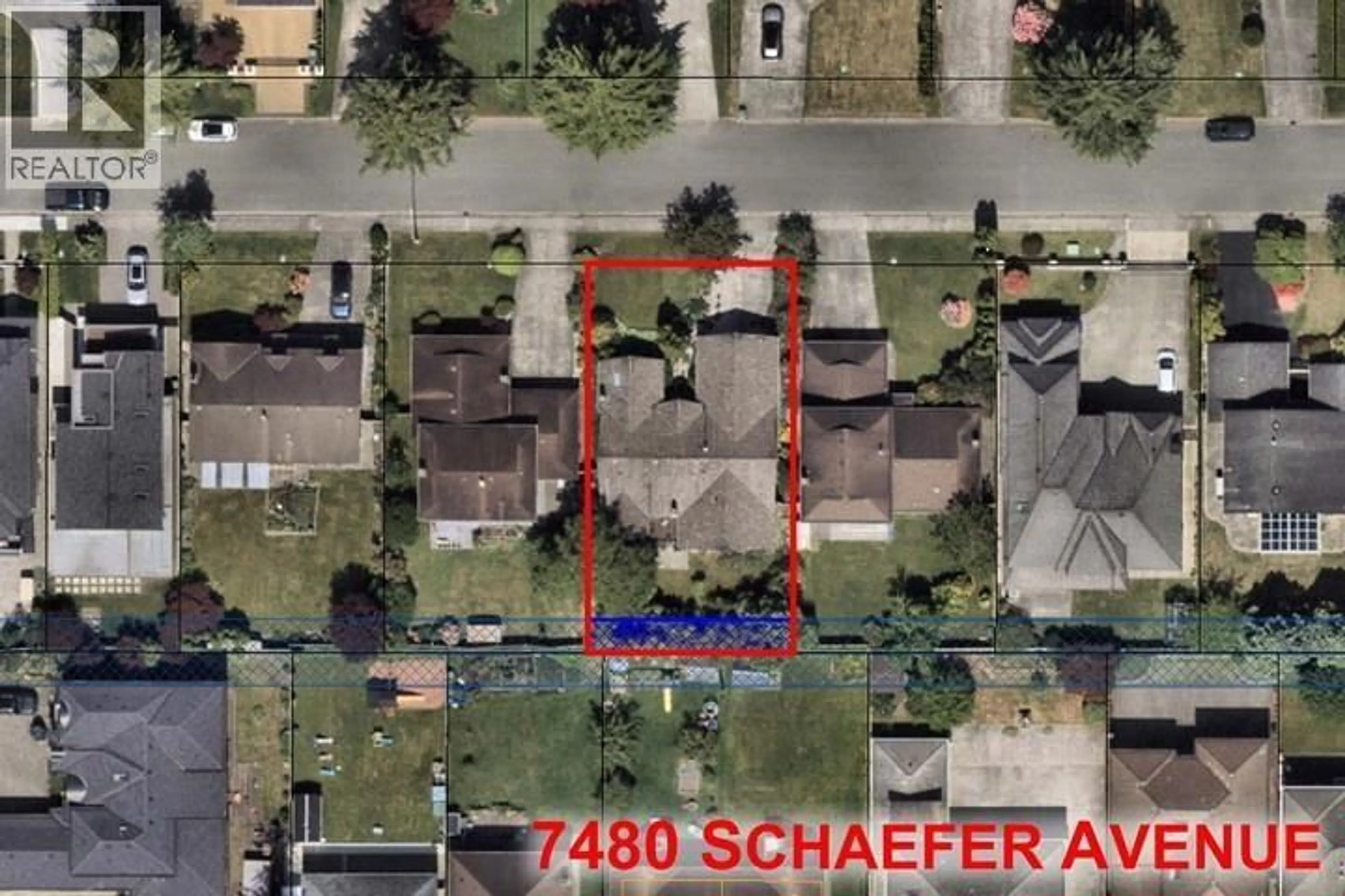 A pic from outside/outdoor area/front of a property/back of a property/a pic from drone, street for 7480 SCHAEFER AVENUE, Richmond British Columbia V6Y2W8
