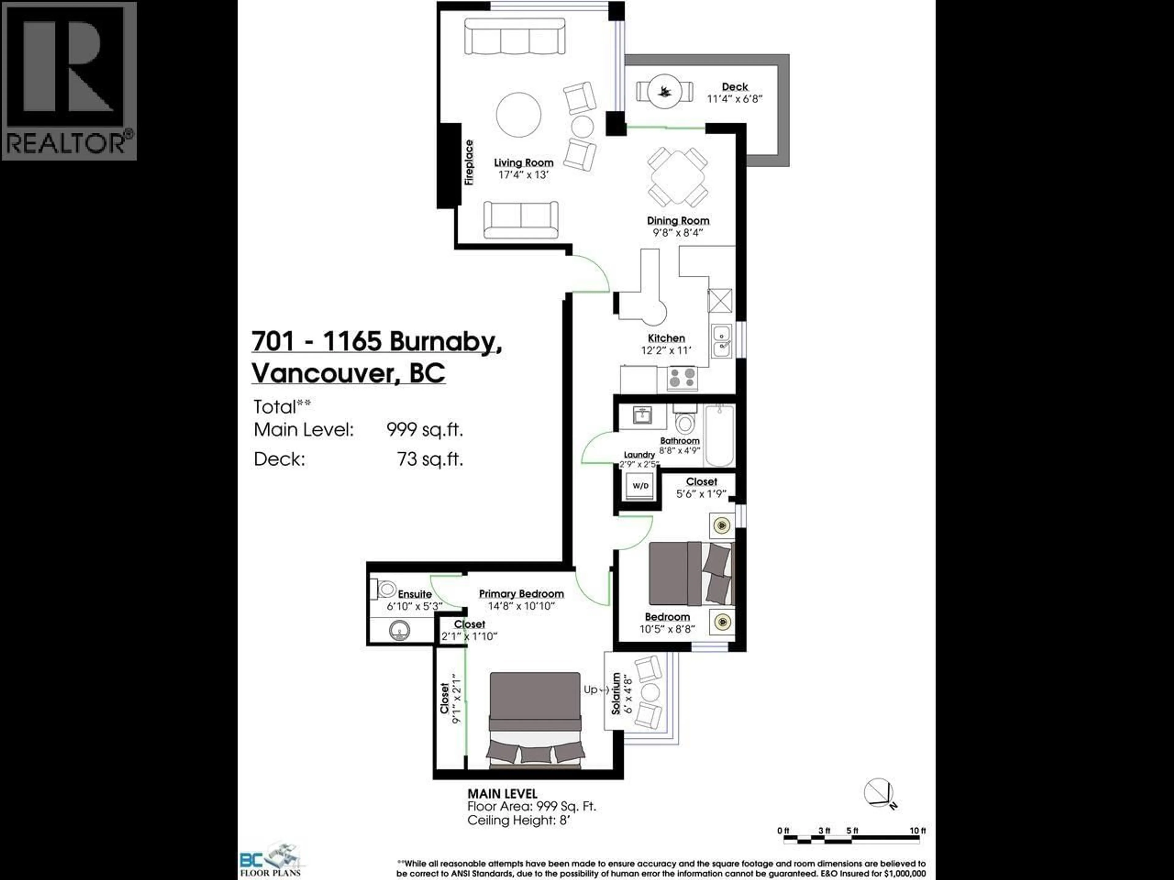 Floor plan for 701 - 1165 BURNABY STREET, Vancouver British Columbia V6E1P3