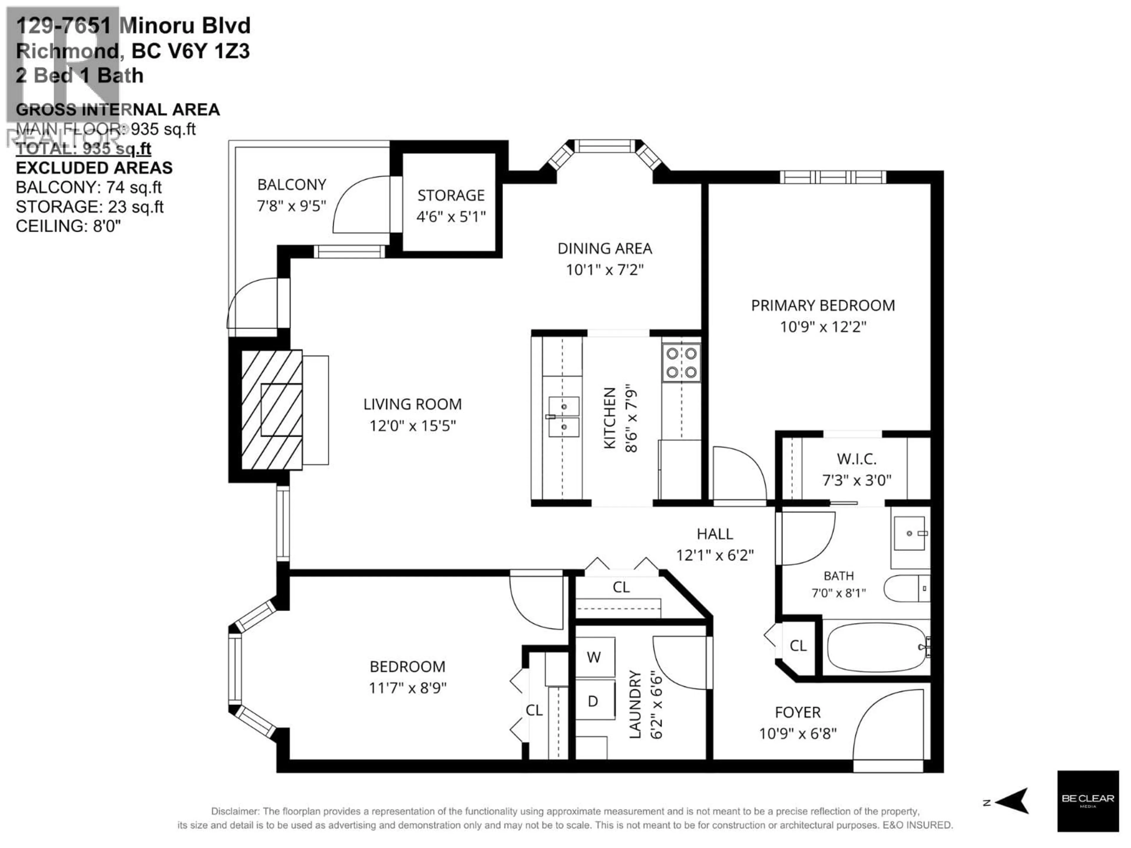 Floor plan for 129 - 7651 MINORU BOULEVARD, Richmond British Columbia V6Y1Z3