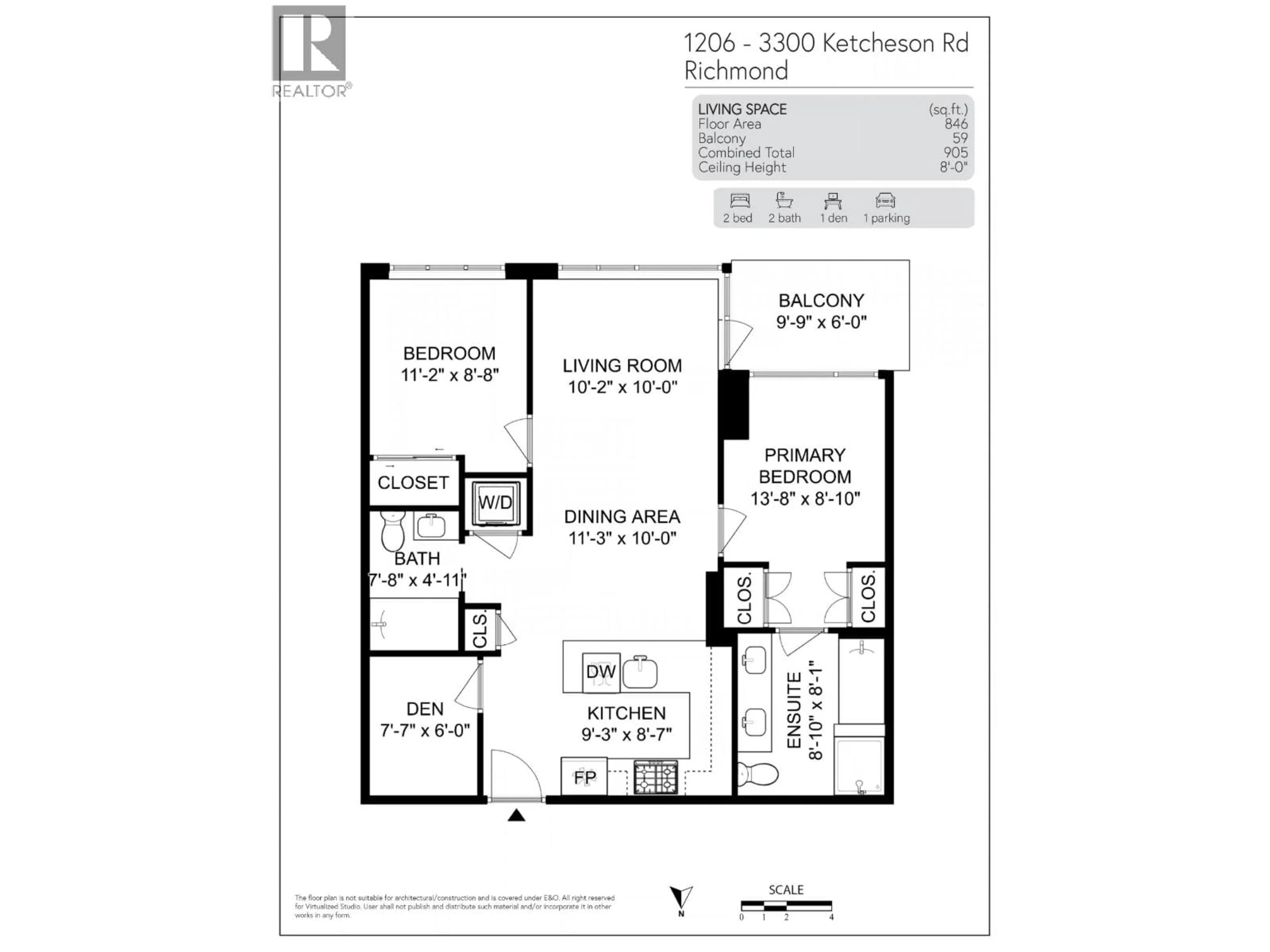 Floor plan for 1206 - 3300 KETCHESON ROAD, Richmond British Columbia V6X0S5