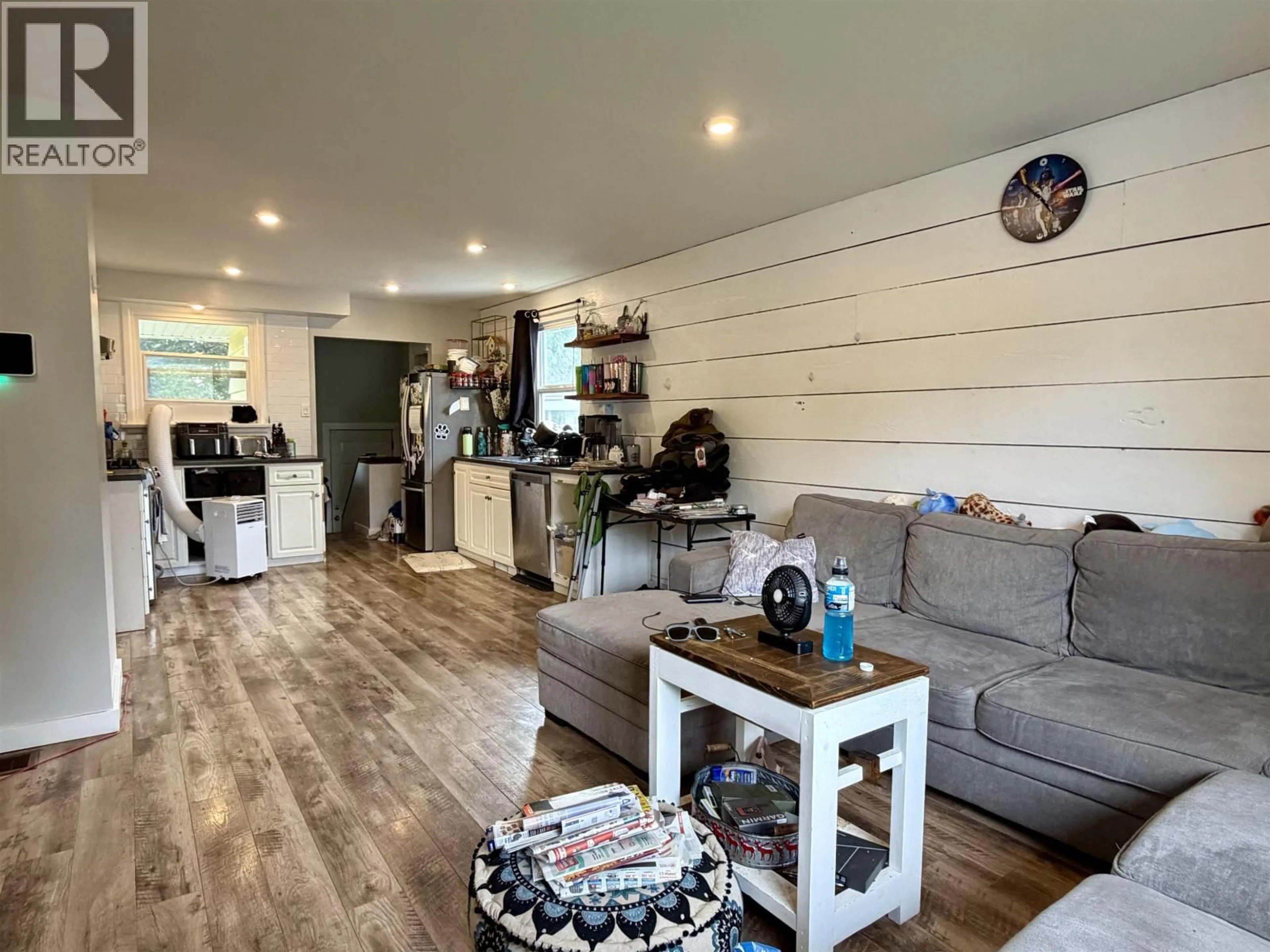 Living room with furniture, wood/laminate floor for 4735 SOUCIE AVENUE, Terrace British Columbia V8G2E9