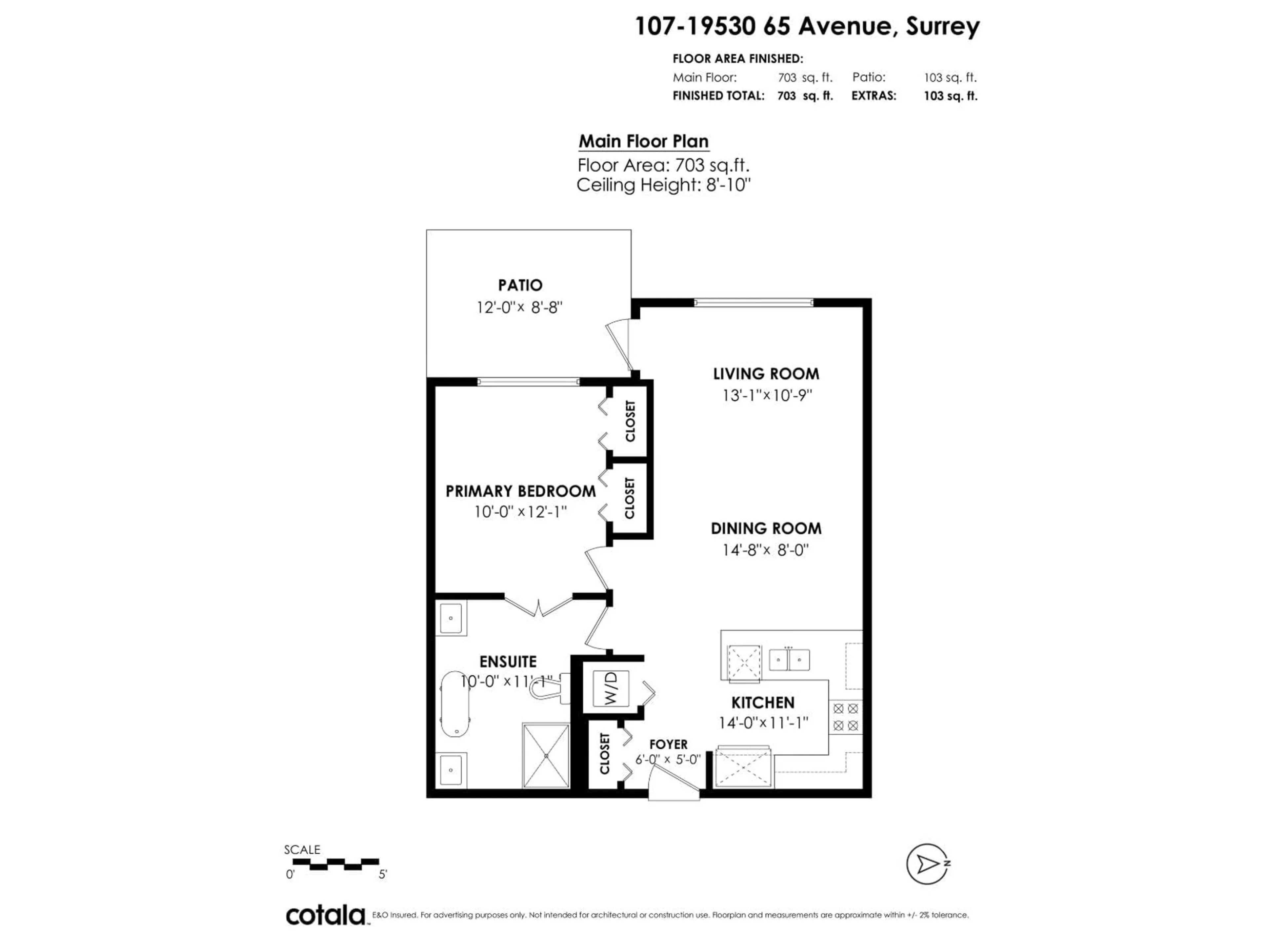 Floor plan for 107 - 19530 65 AVENUE, Surrey British Columbia V4N6M1