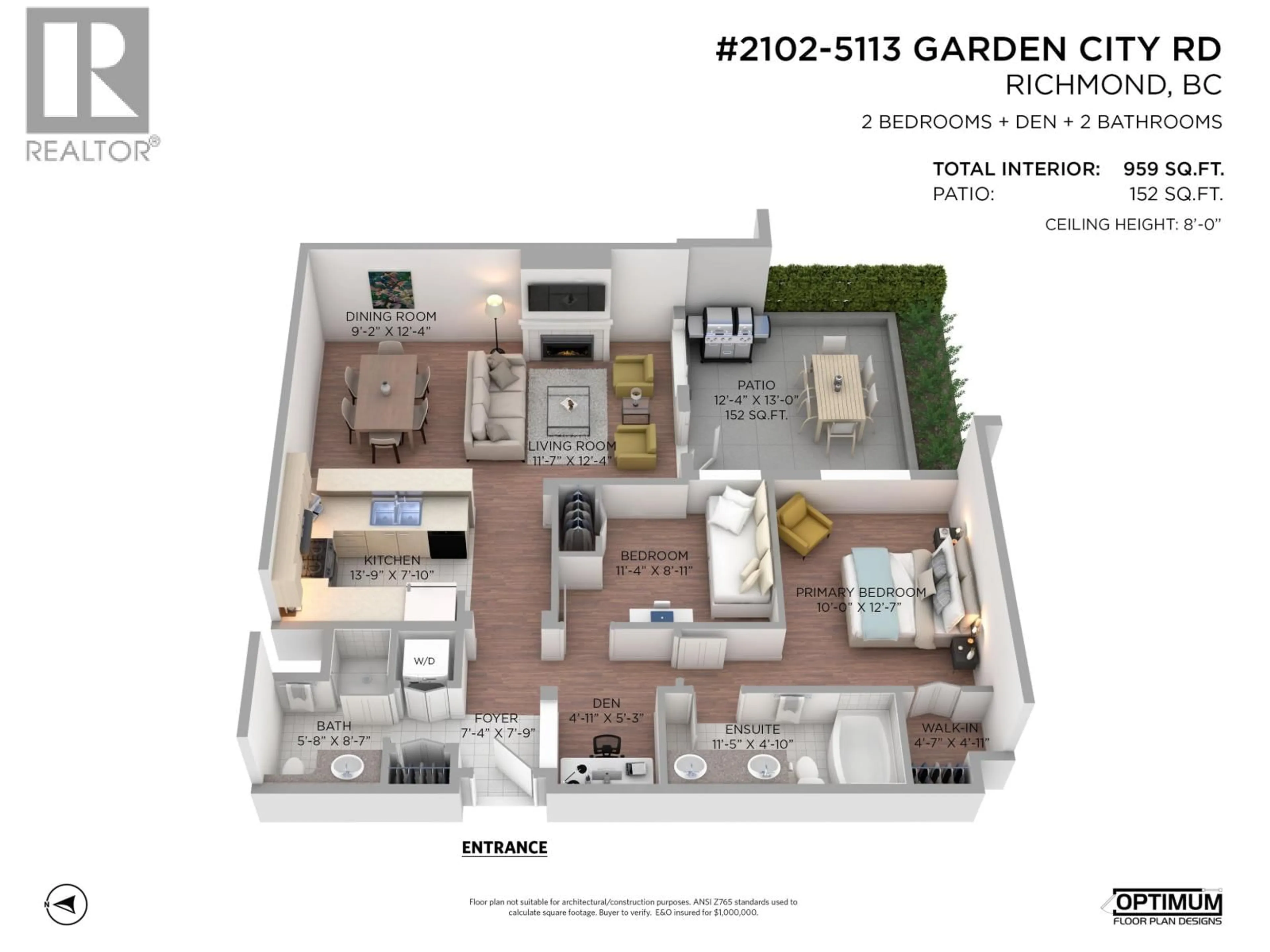 Floor plan for 2102 - 5113 GARDEN CITY ROAD, Richmond British Columbia V6X4H5