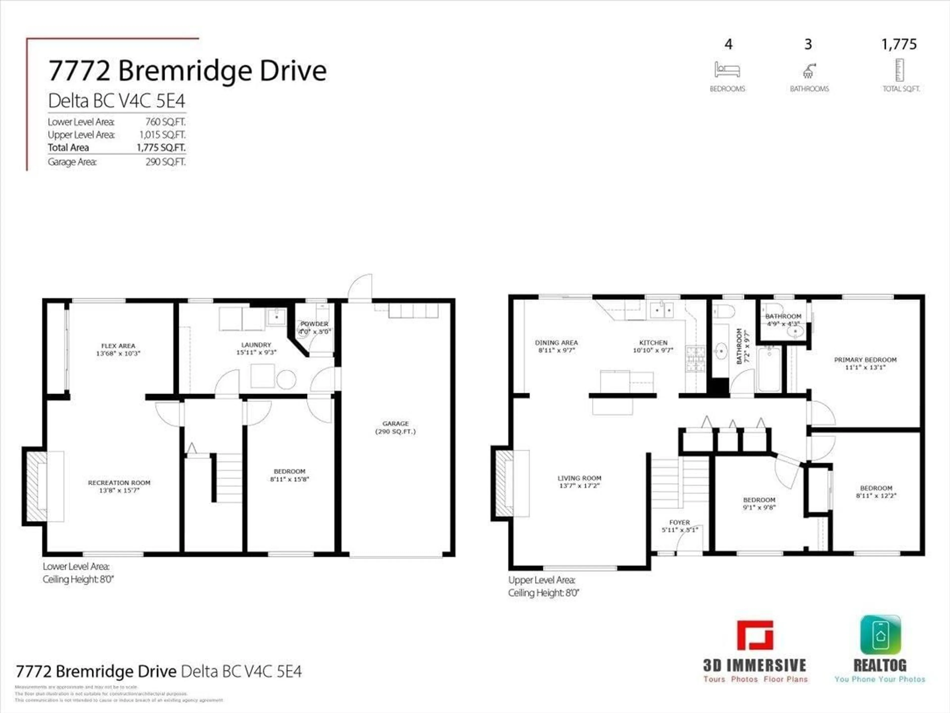 Floor plan for 7772 BREMRIDGE DRIVE, Delta British Columbia V4C5E4
