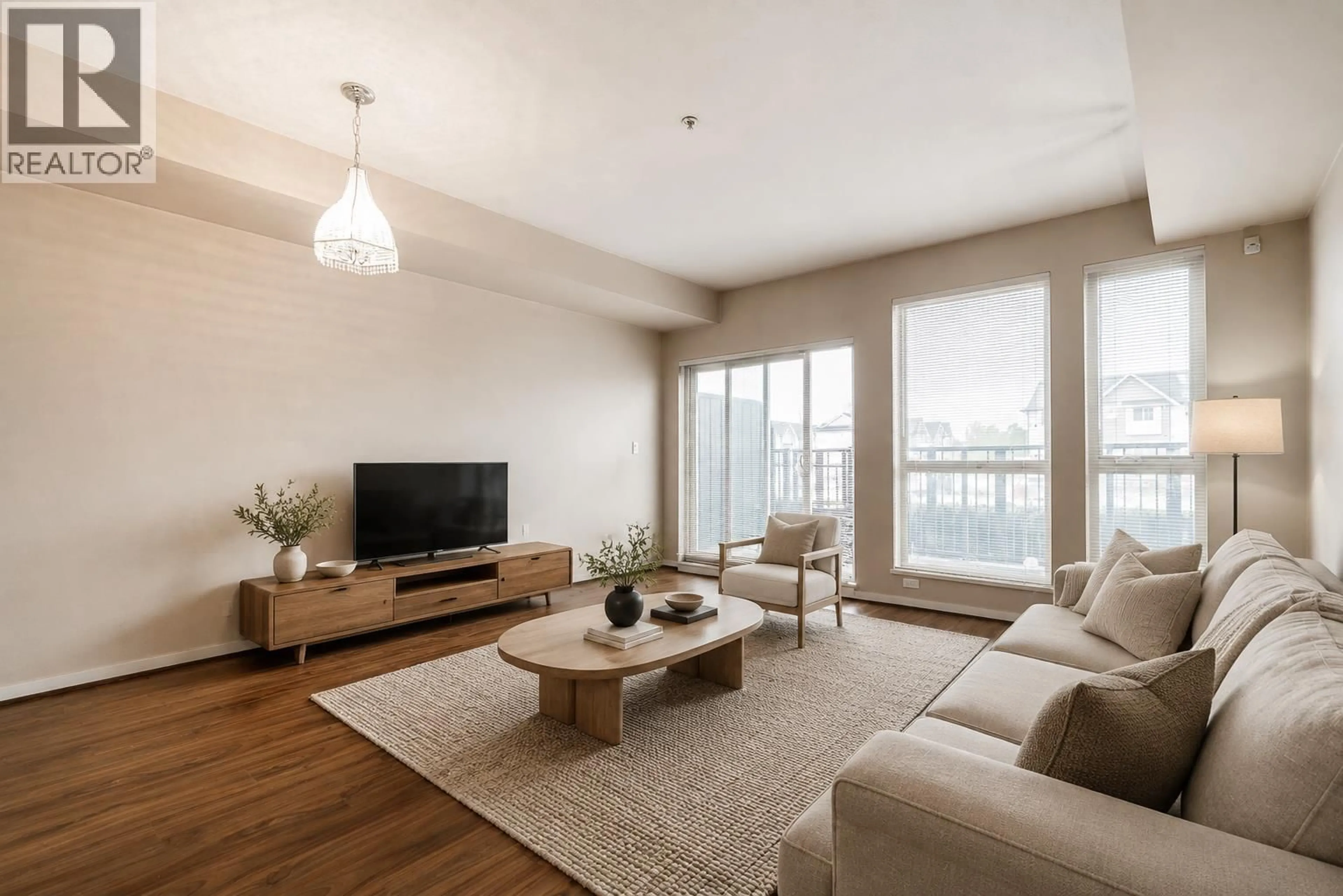 Living room with furniture, wood/laminate floor for 161 - 4099 STOLBERG STREET, Richmond British Columbia V6X0J4