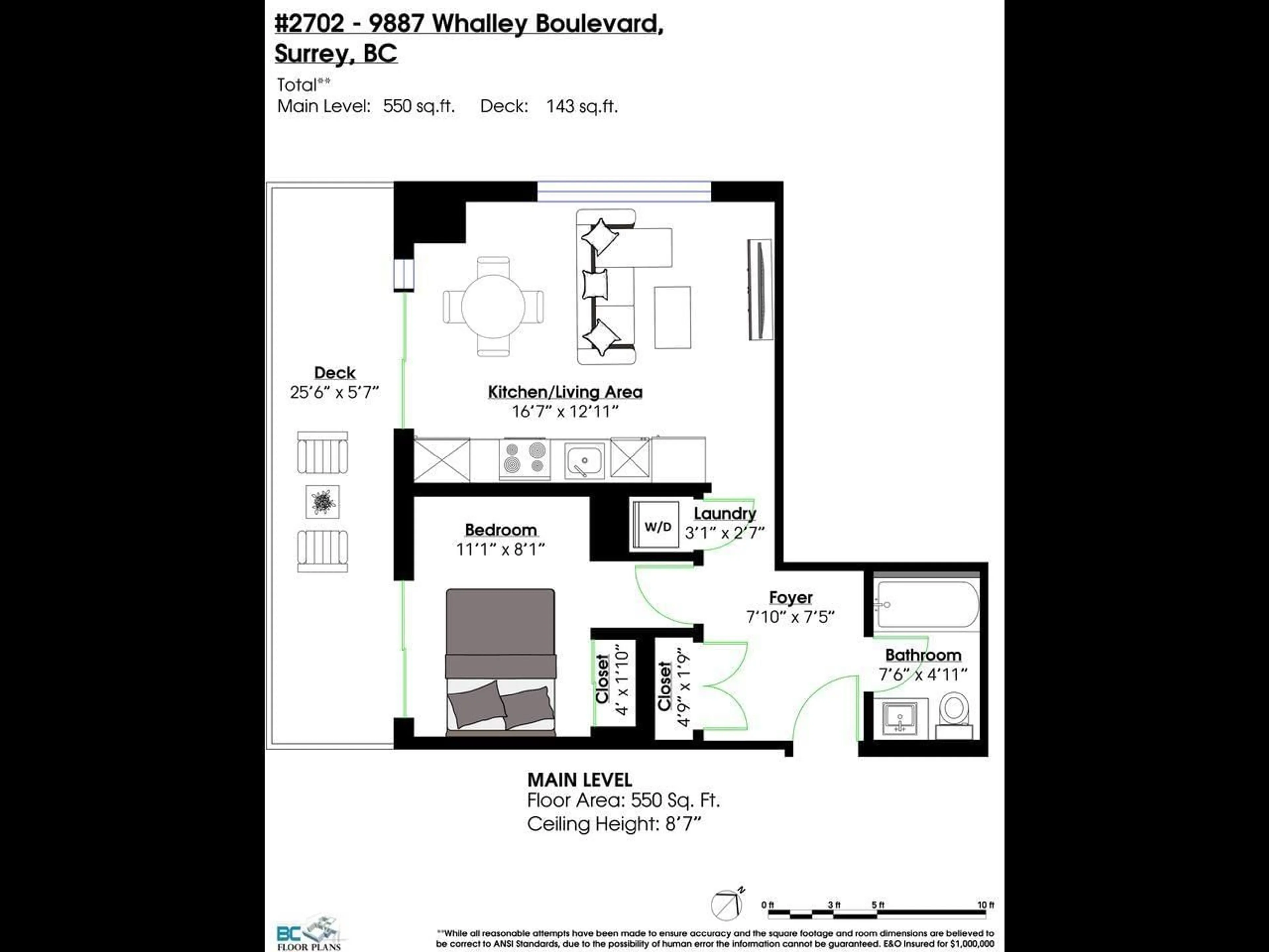 Floor plan for 2702 - 9887 WHALLEY BOULEVARD, Surrey British Columbia V3T0P4