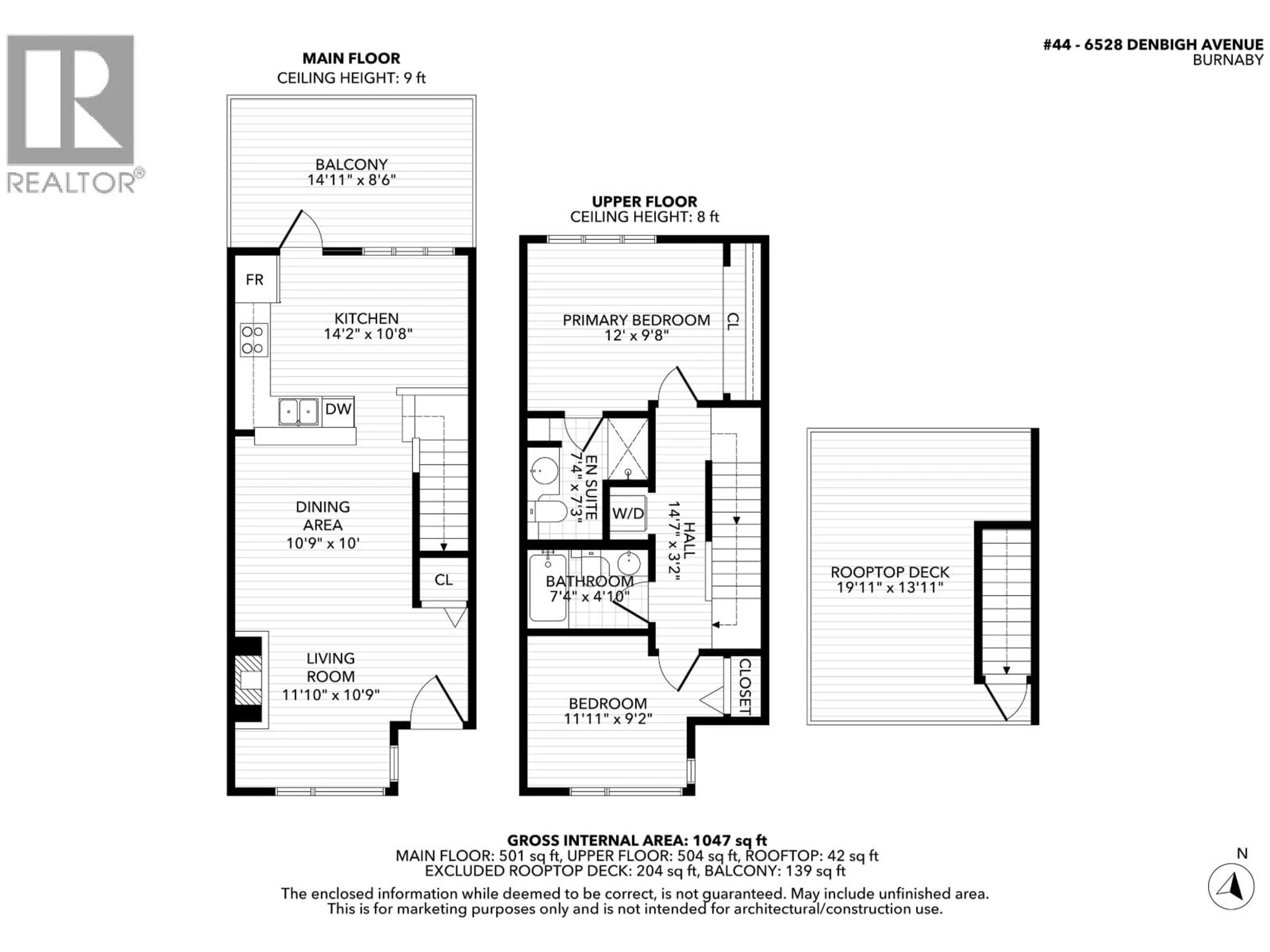 Floor plan for 44 - 6528 DENBIGH AVENUE, Burnaby British Columbia V5H3R8