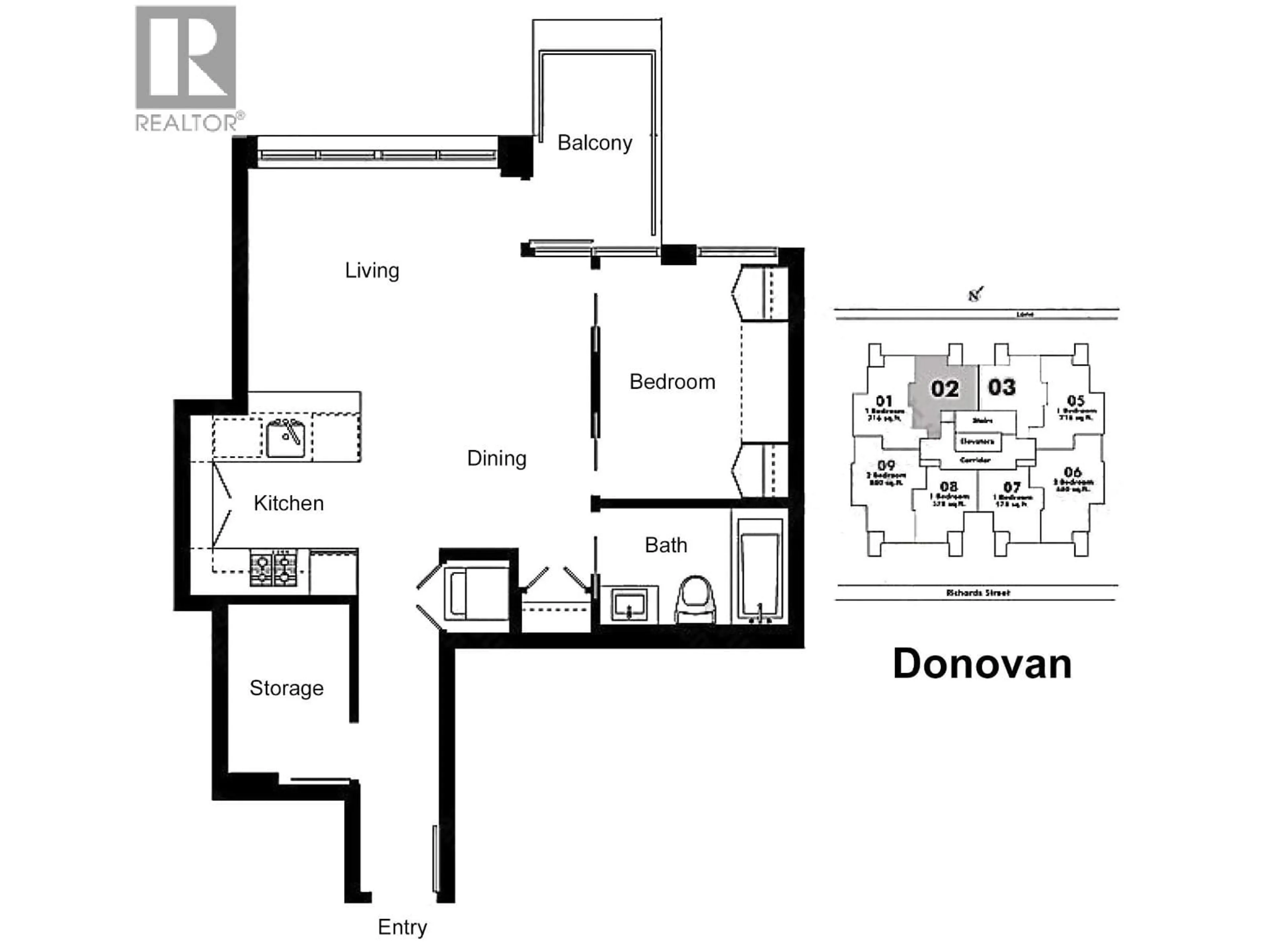 Floor plan for 1002 - 1055 RICHARDS STREET, Vancouver British Columbia V6B0C2