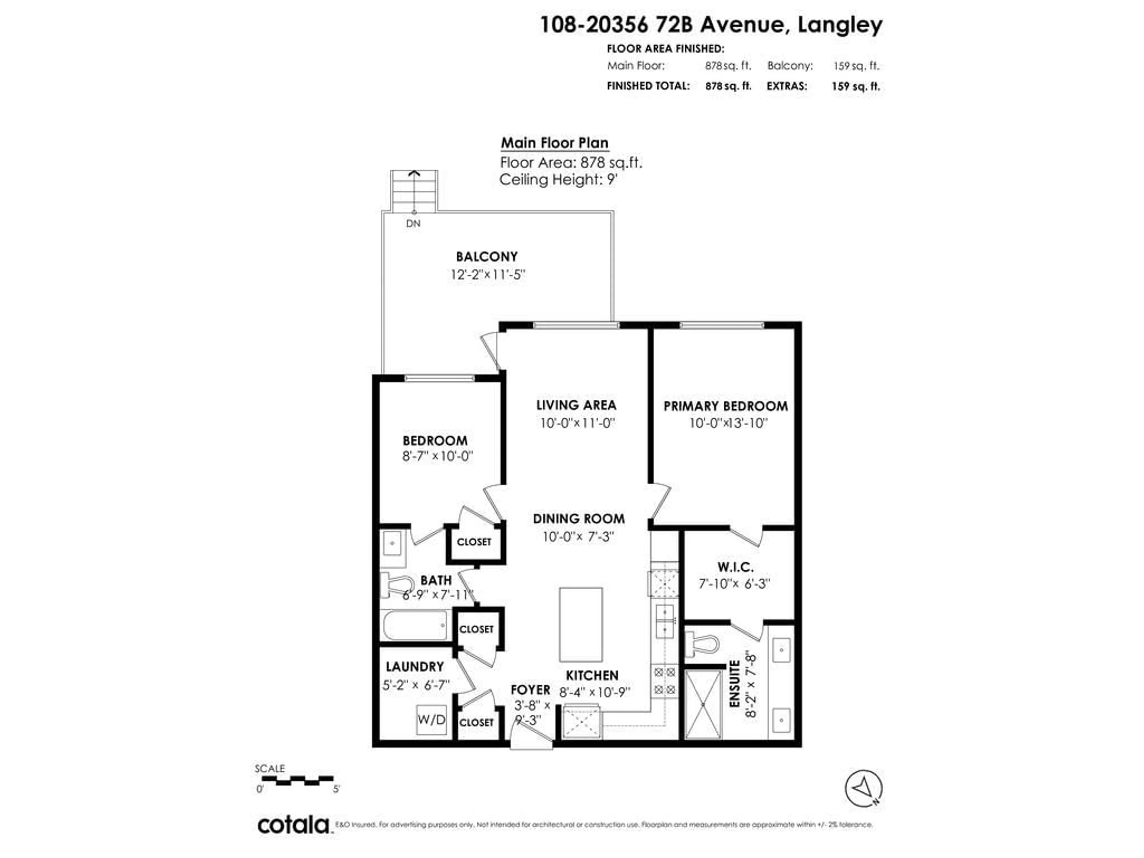 Floor plan for 108 - 20356 72B AVENUE, Langley British Columbia V2Y4J9