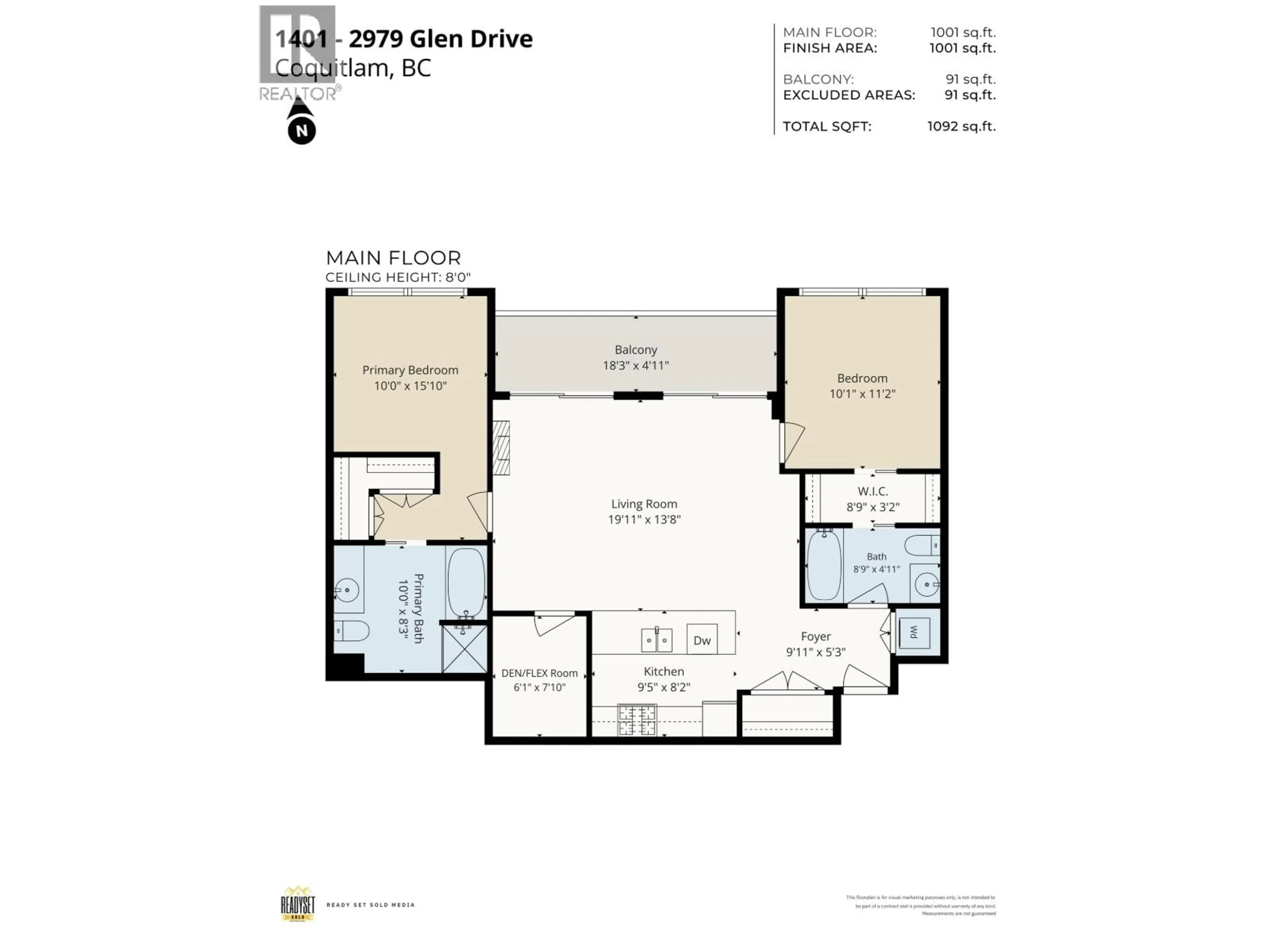 Floor plan for 1401 - 2979 GLEN DRIVE, Coquitlam British Columbia V3B0B2