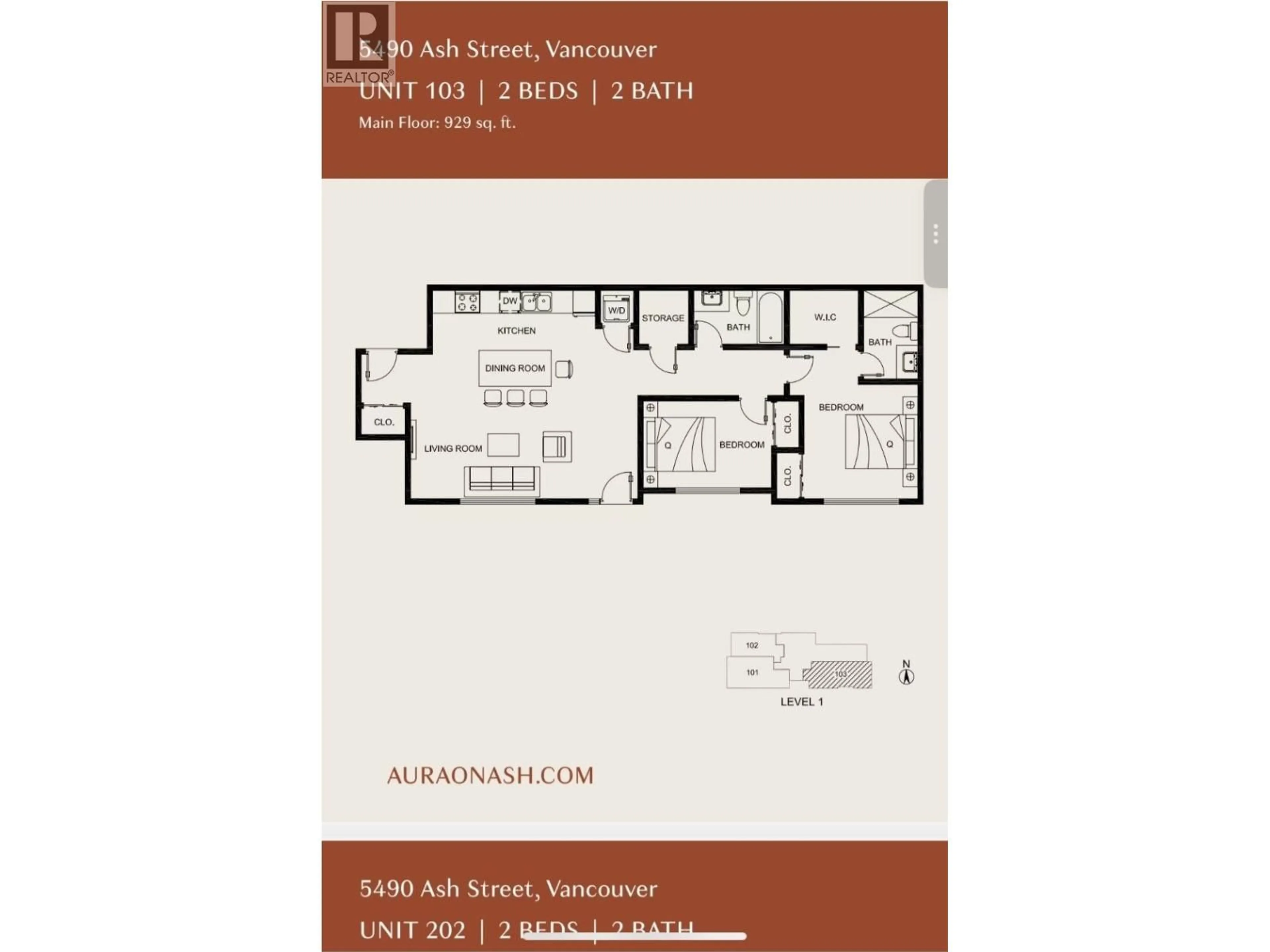 Floor plan for 103 - 5490 ASH STREET, Vancouver British Columbia V5Z3G6