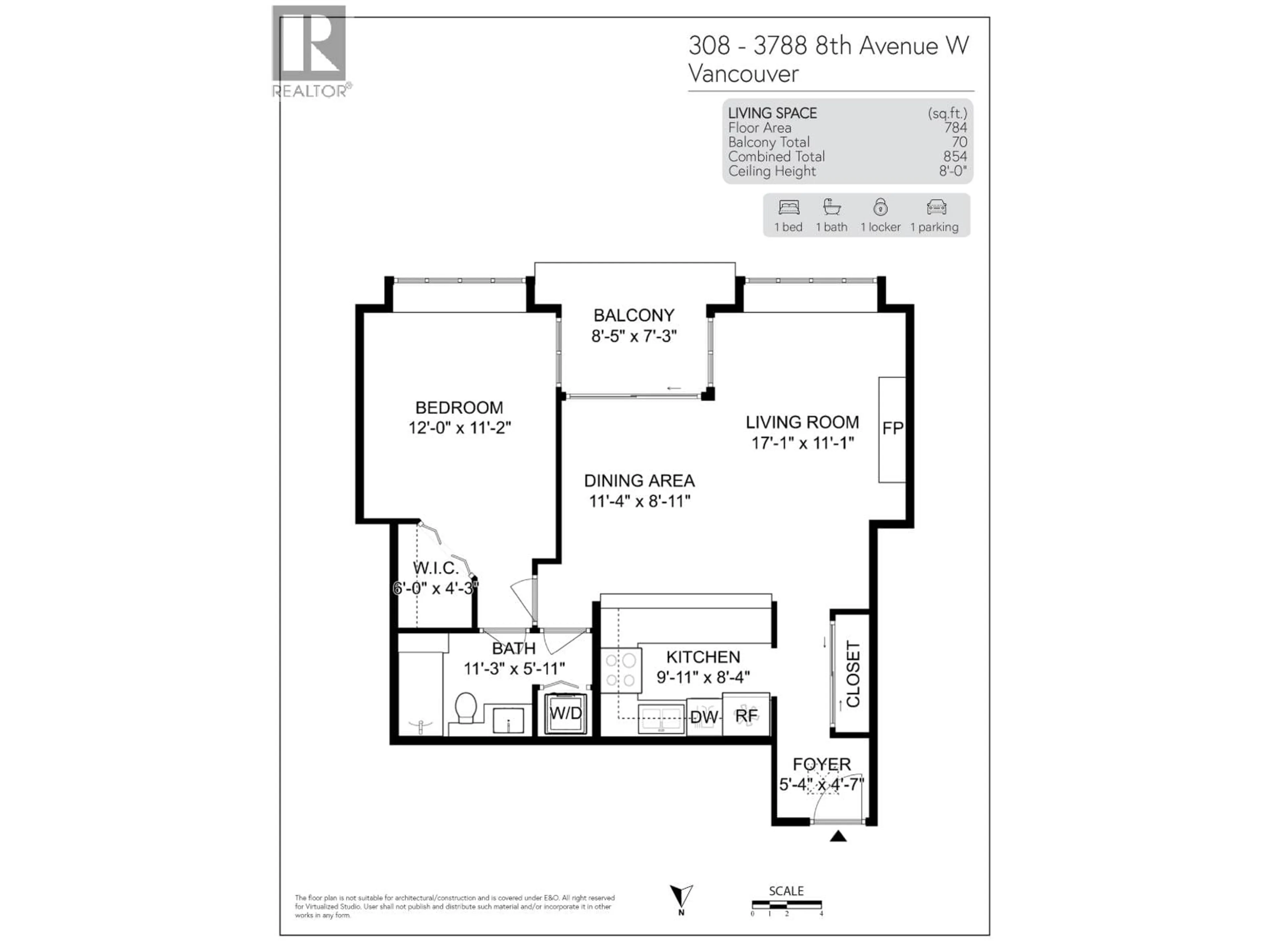 Floor plan for 308 - 3788 8TH AVENUE, Vancouver British Columbia V6R1Z3