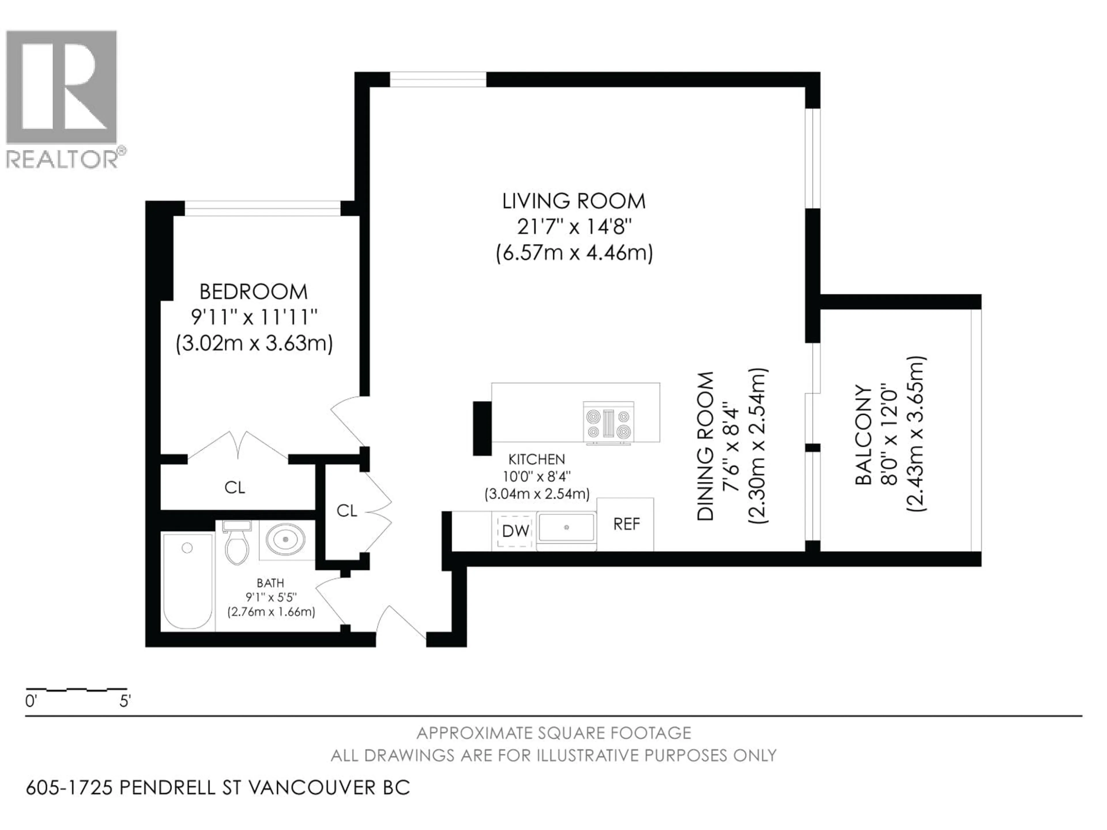 Floor plan for 605 - 1725 PENDRELL STREET, Vancouver British Columbia V6G2X7