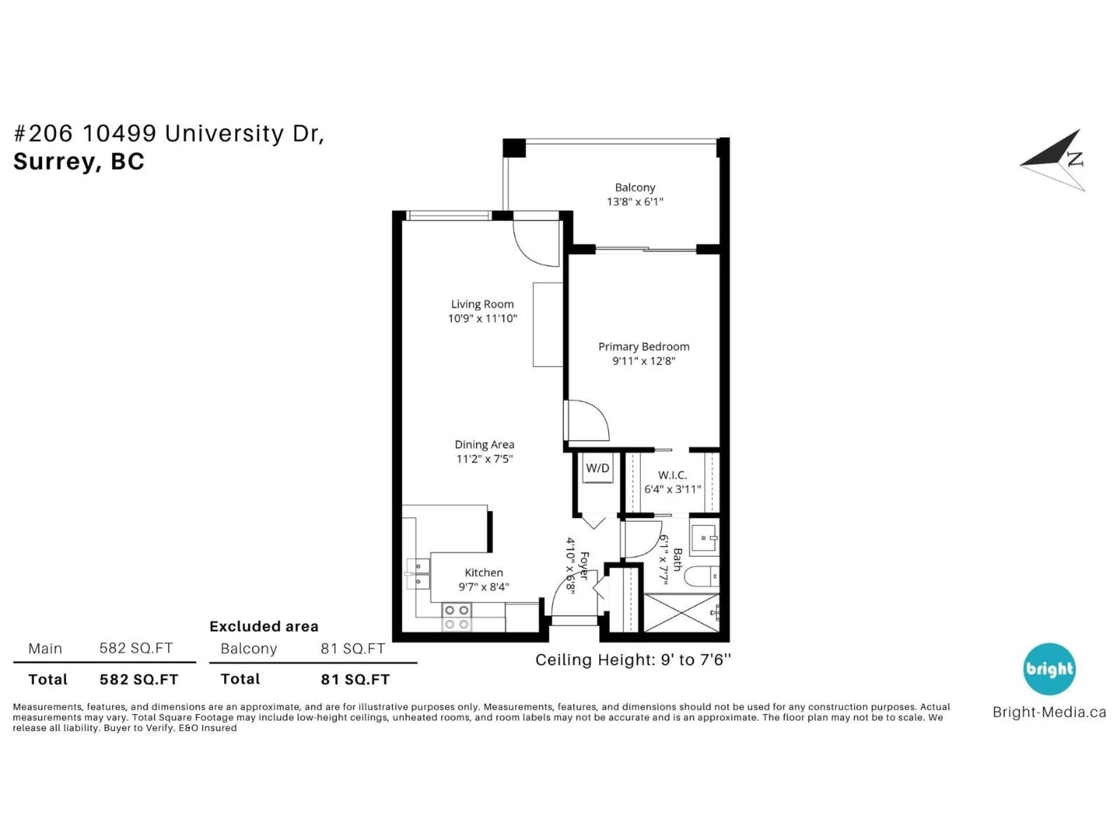 Floor plan for 206 - 10499 UNIVERSITY DRIVE, Surrey British Columbia V3T0A4