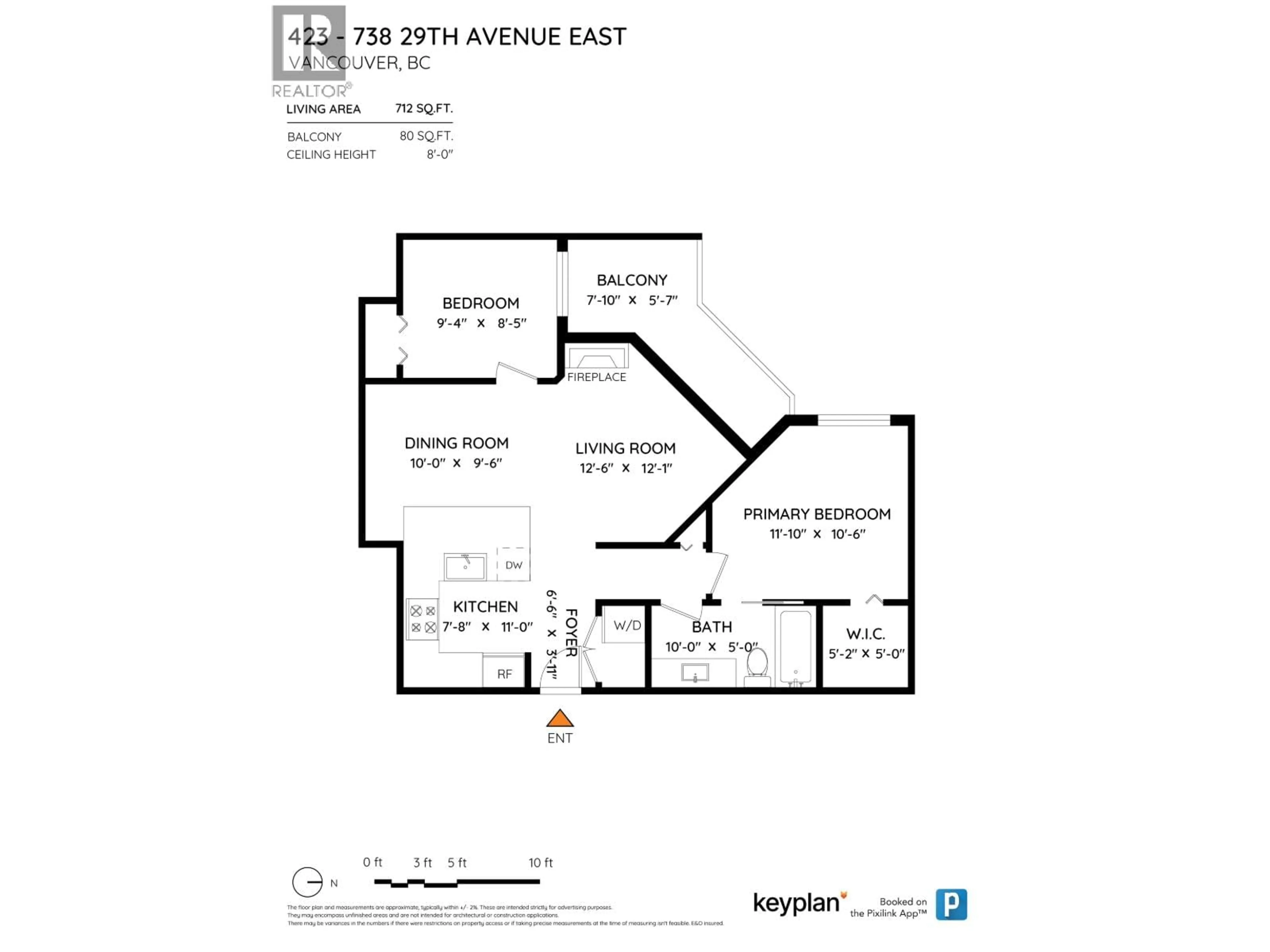 Floor plan for 423 - 738 29TH AVENUE, Vancouver British Columbia V5V0B6