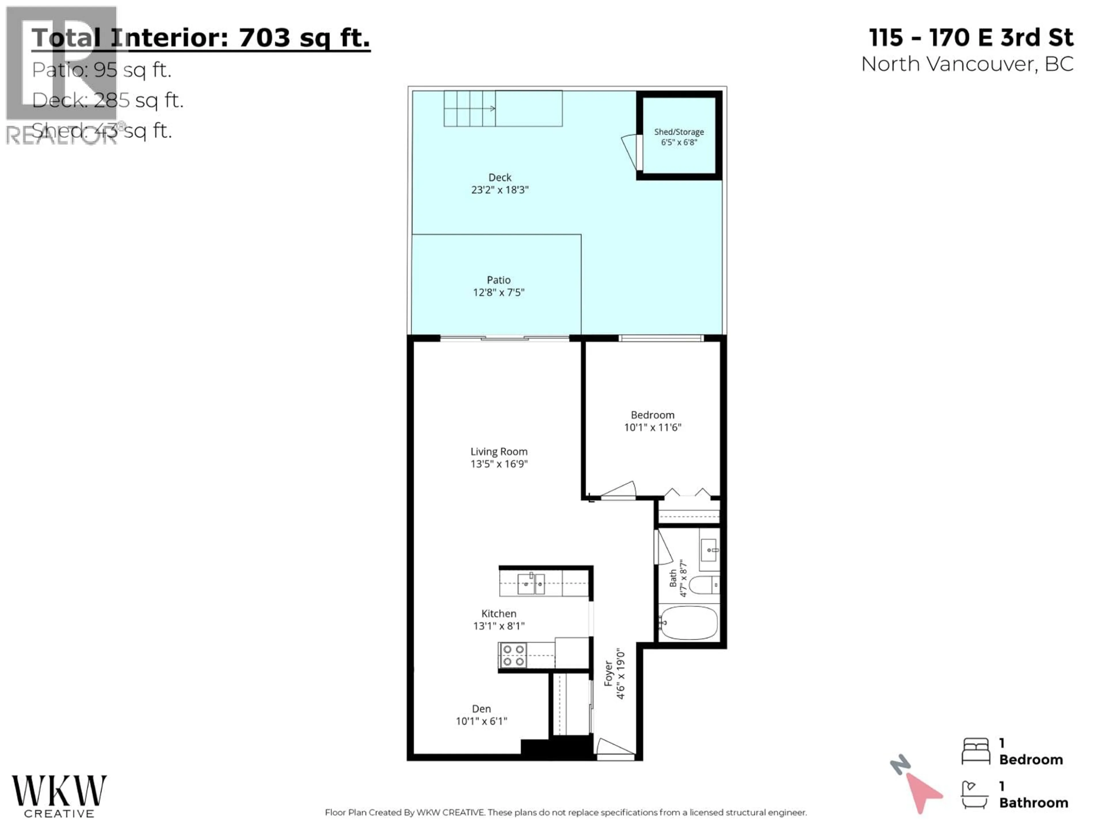 Floor plan for 115 - 170 3RD STREET, North Vancouver British Columbia V7L1E6