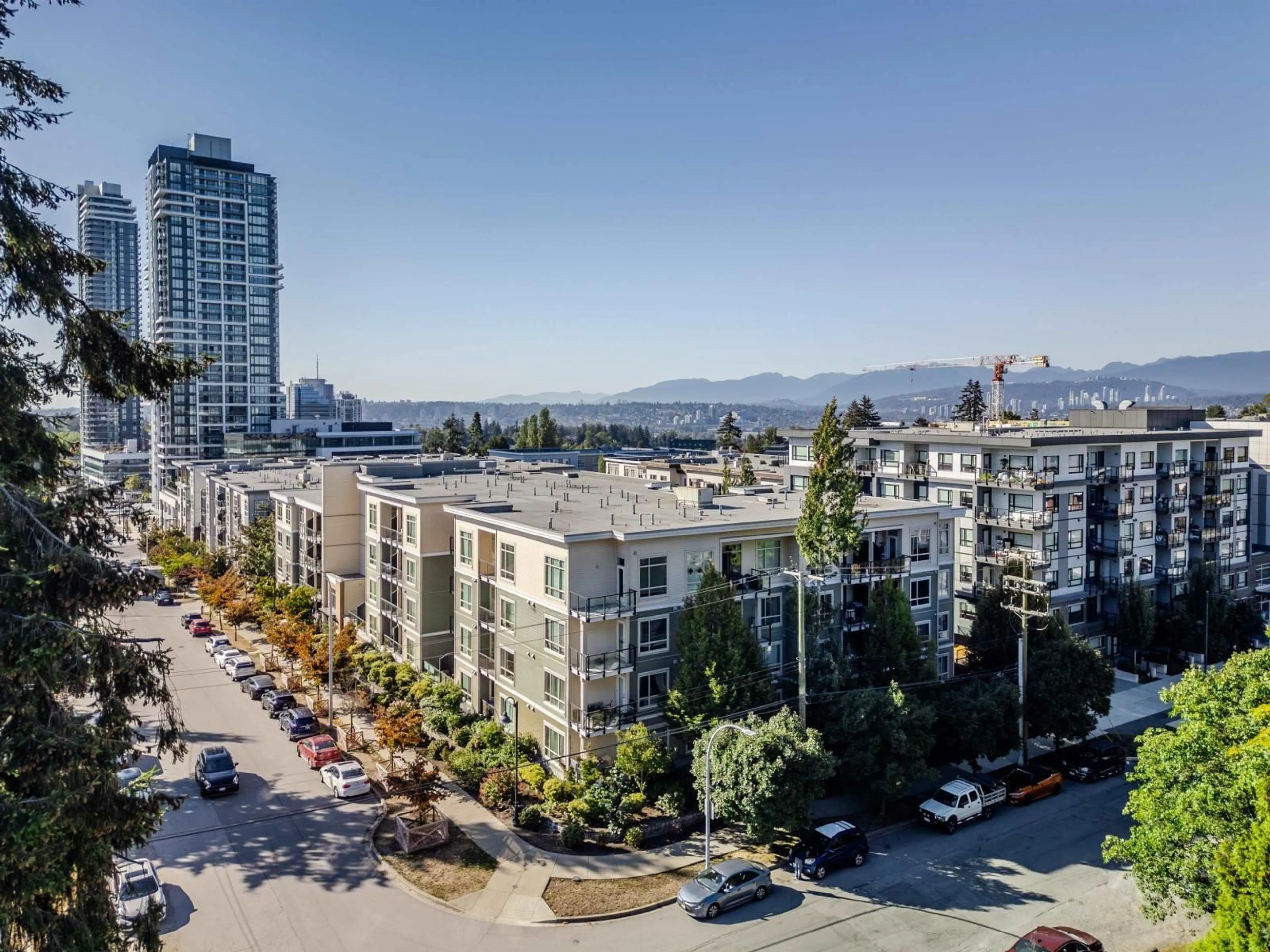 A pic from outside/outdoor area/front of a property/back of a property/a pic from drone, city buildings view from balcony for 522 - 13789 107A AVENUE, Surrey British Columbia V3T0B8