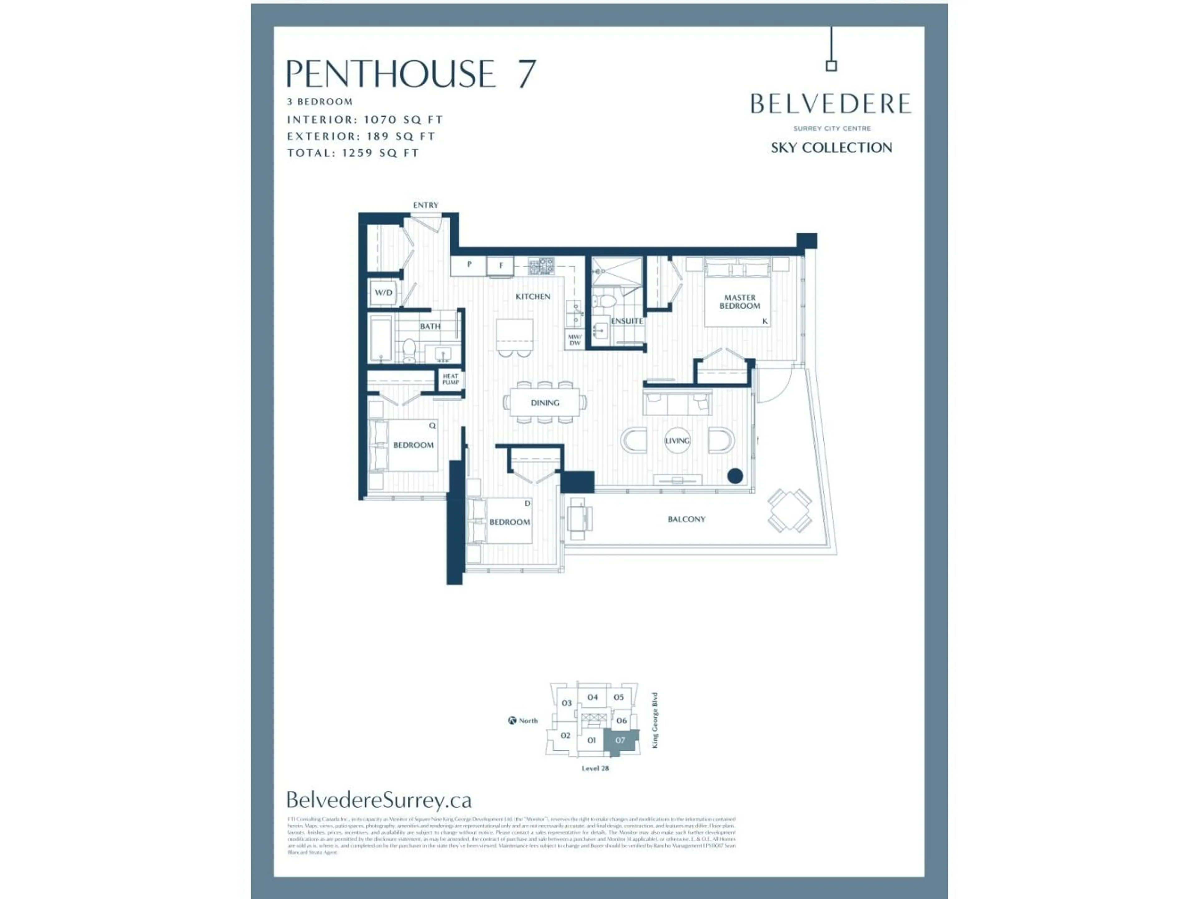 Floor plan for 2807 - 9675 KING GEORGE BOULEVARD, Surrey British Columbia V3T0T7