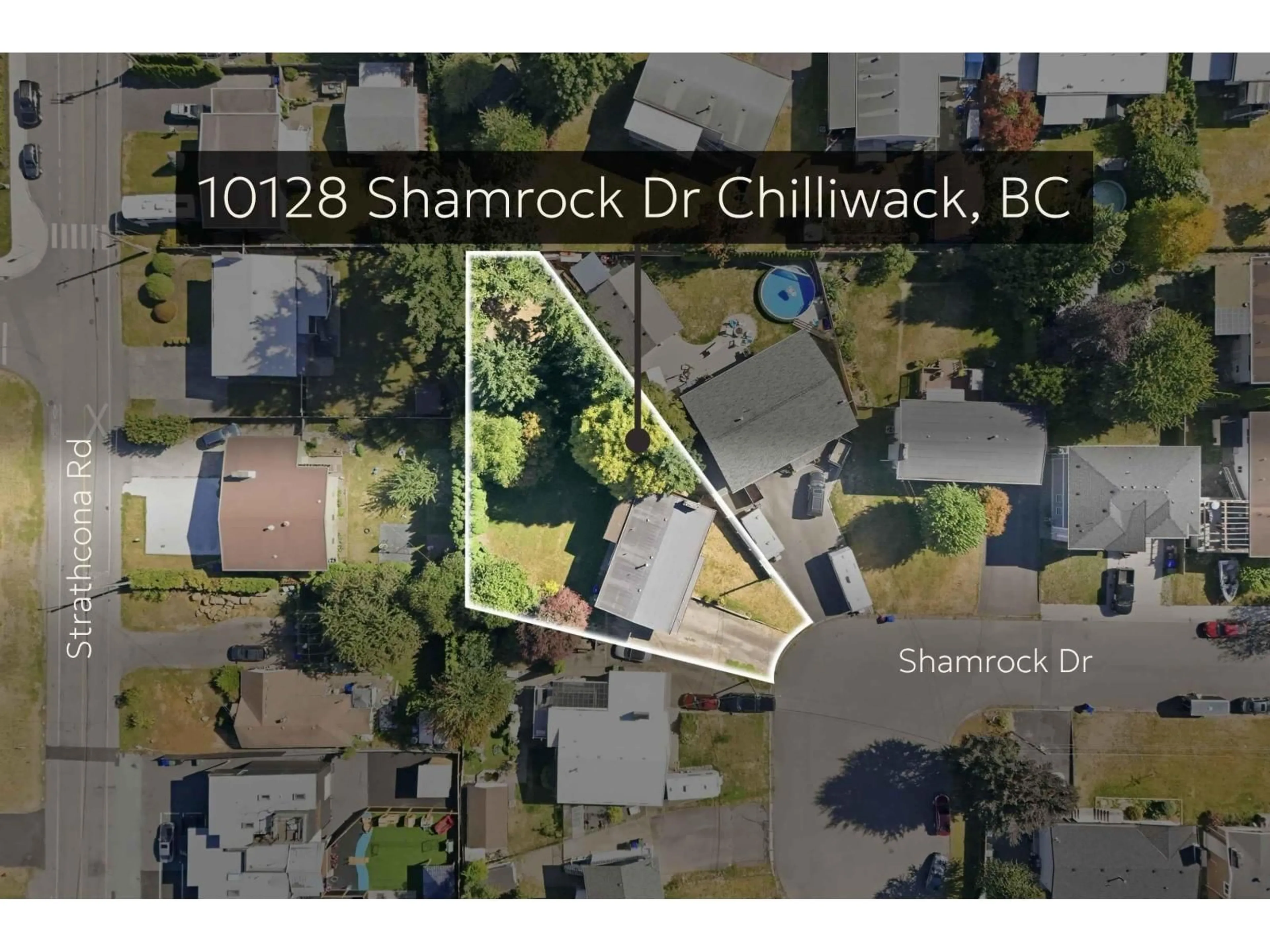 A pic from outside/outdoor area/front of a property/back of a property/a pic from drone, street for 10128 SHAMROCK DRIVE, Chilliwack British Columbia V2P5L4