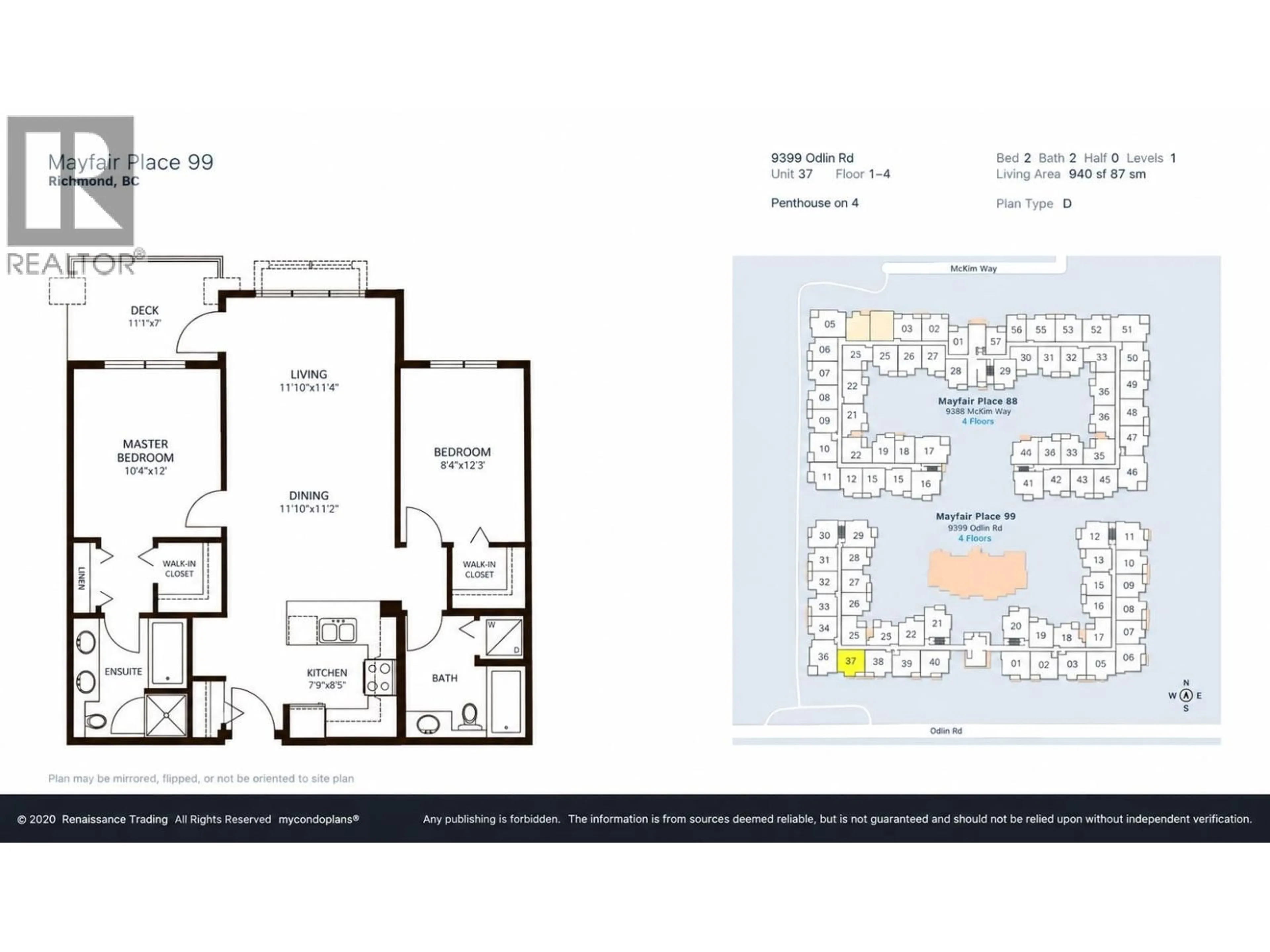 Floor plan for 237 - 9399 ODLIN ROAD, Richmond British Columbia V6X0J6