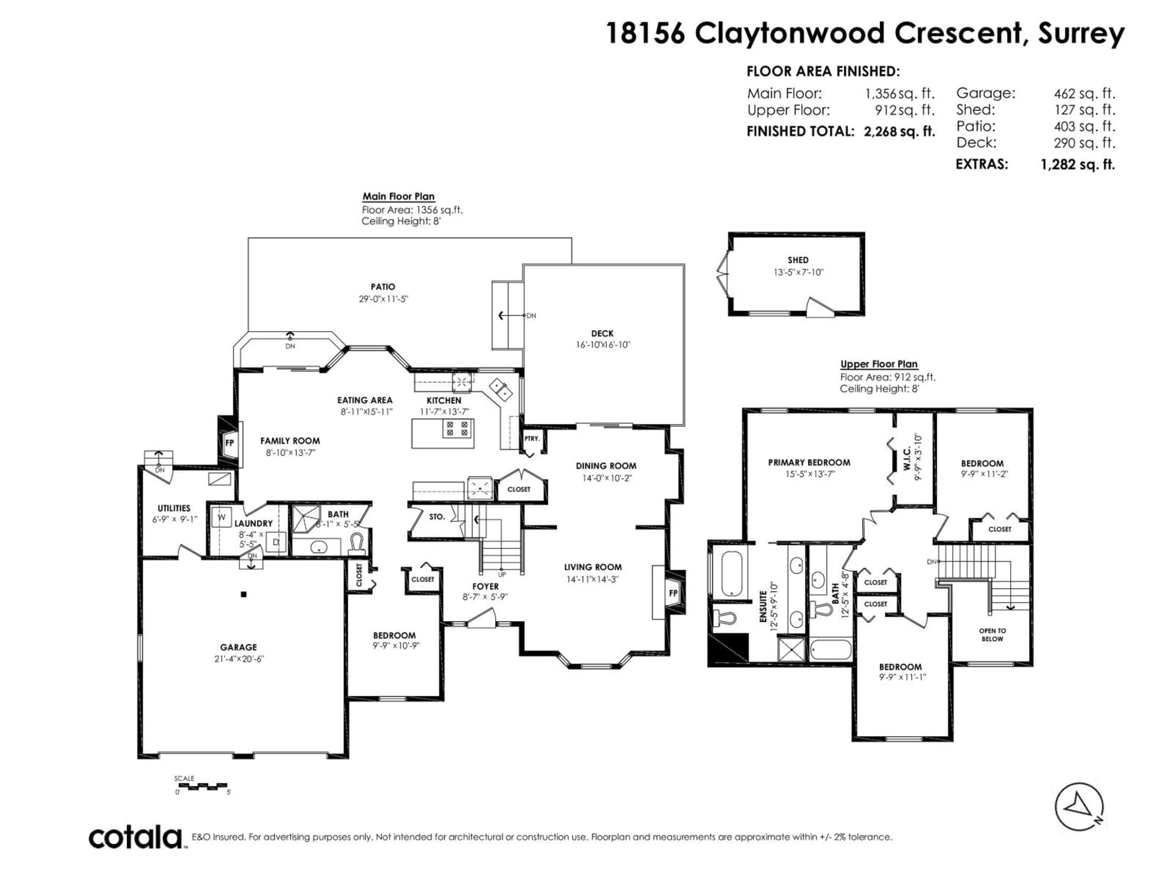 Floor plan for 18156 CLAYTONWOOD CRESCENT, Surrey British Columbia V3S7T5