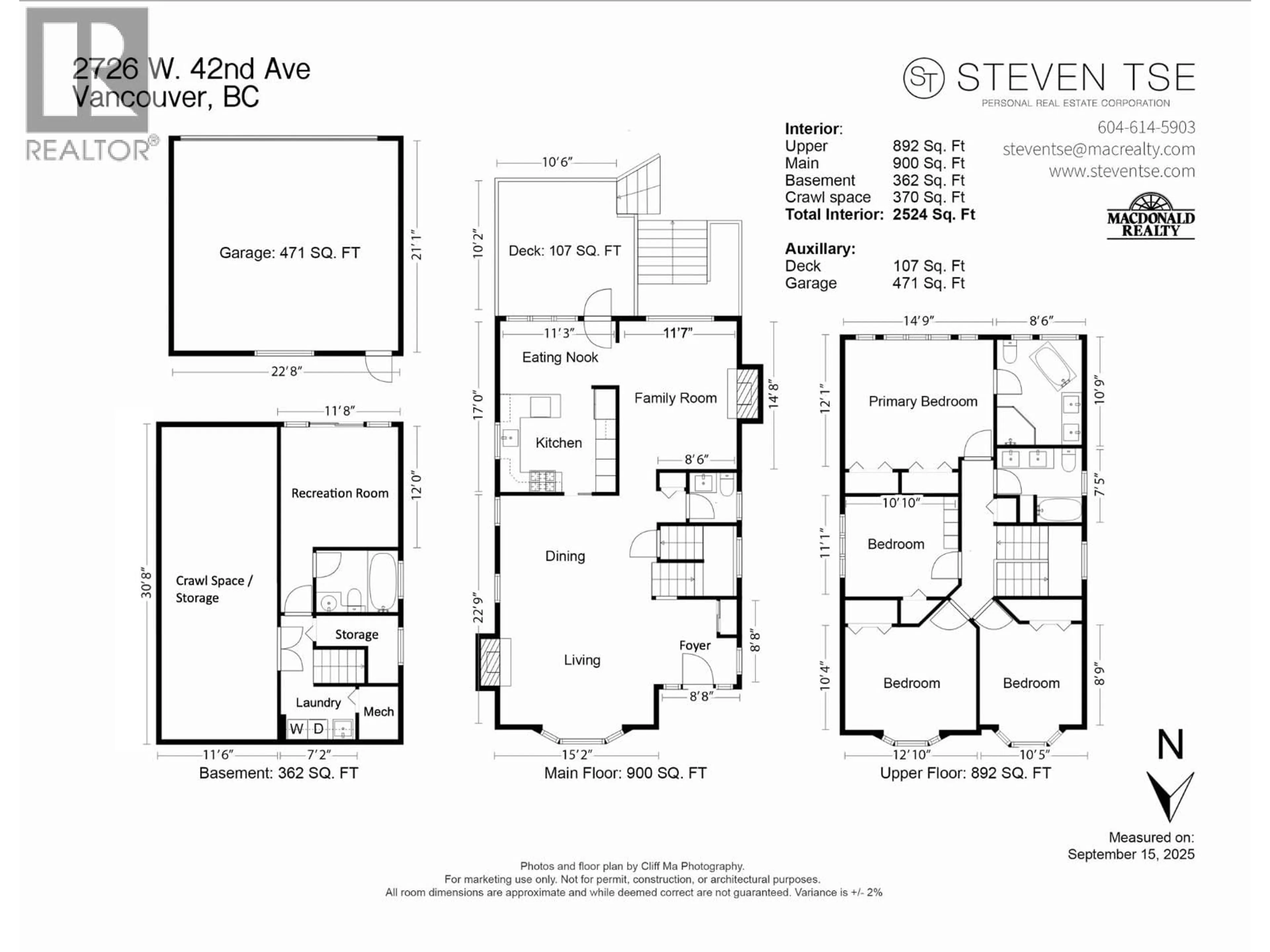 Floor plan for 2726 42ND AVENUE, Vancouver British Columbia V6N3G5
