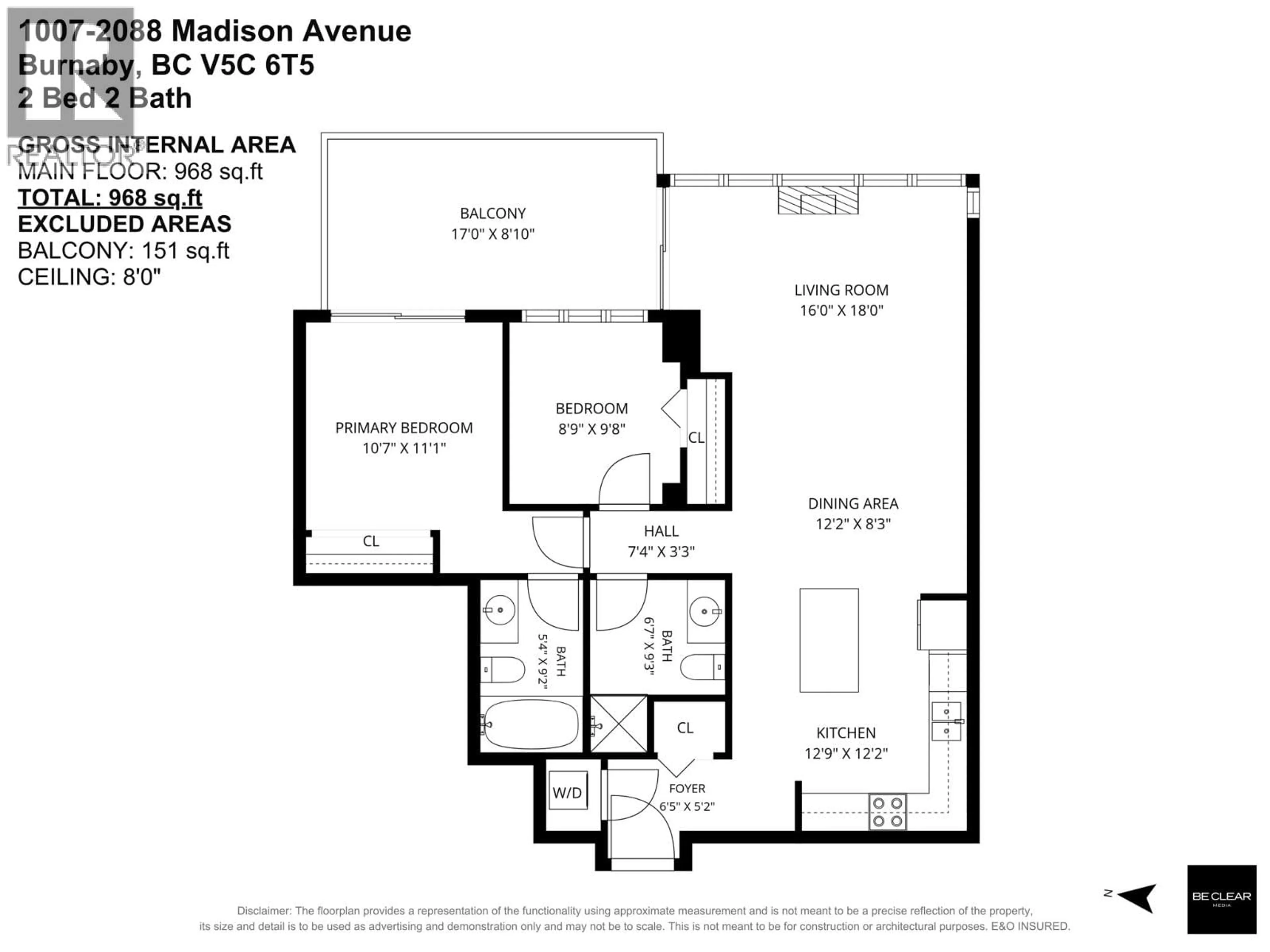 Floor plan for 1007 - 2088 MADISON AVENUE, Burnaby British Columbia V5C6T5