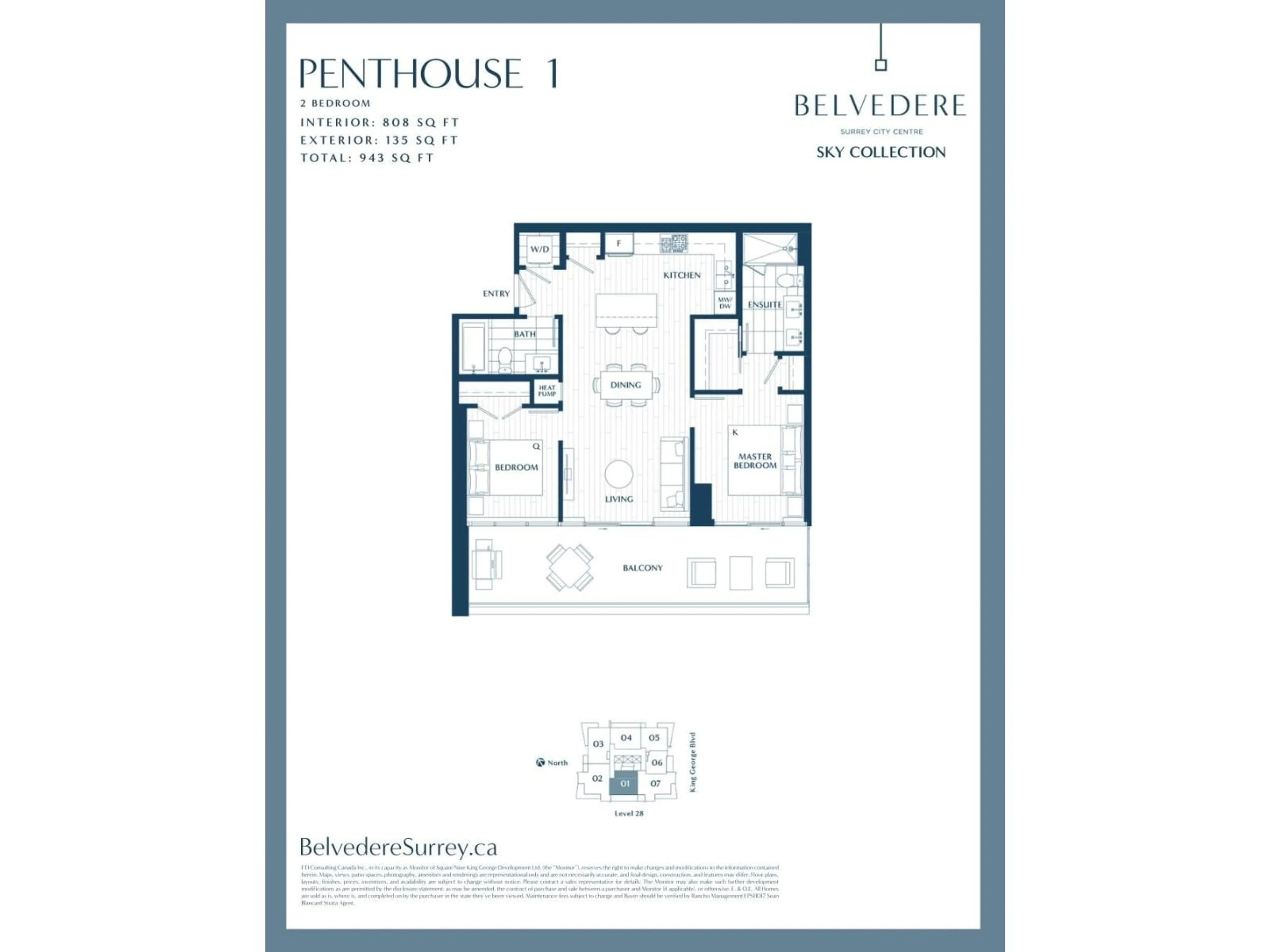 Floor plan for 2801 - 9675 KING GEORGE BOULEVARD, Surrey British Columbia V3T0T7