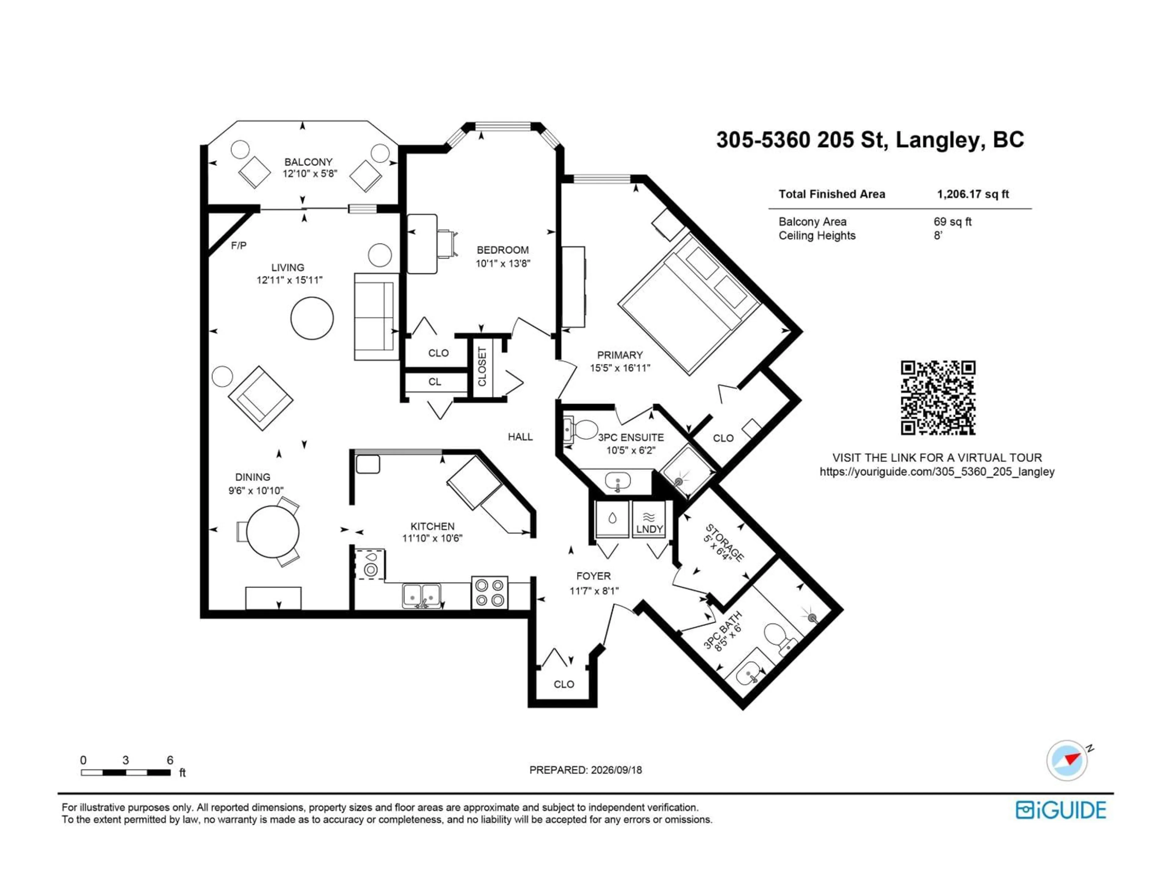 Floor plan for 305 - 5360 205 STREET, Langley British Columbia V3A7Y6